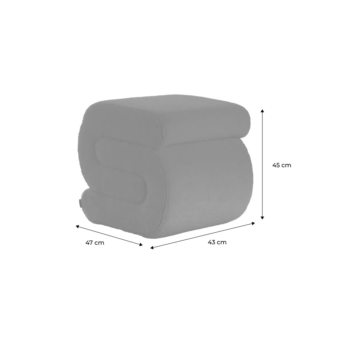 sweeek Pouf in Bouclé Arancione - 43x47x45 cm
