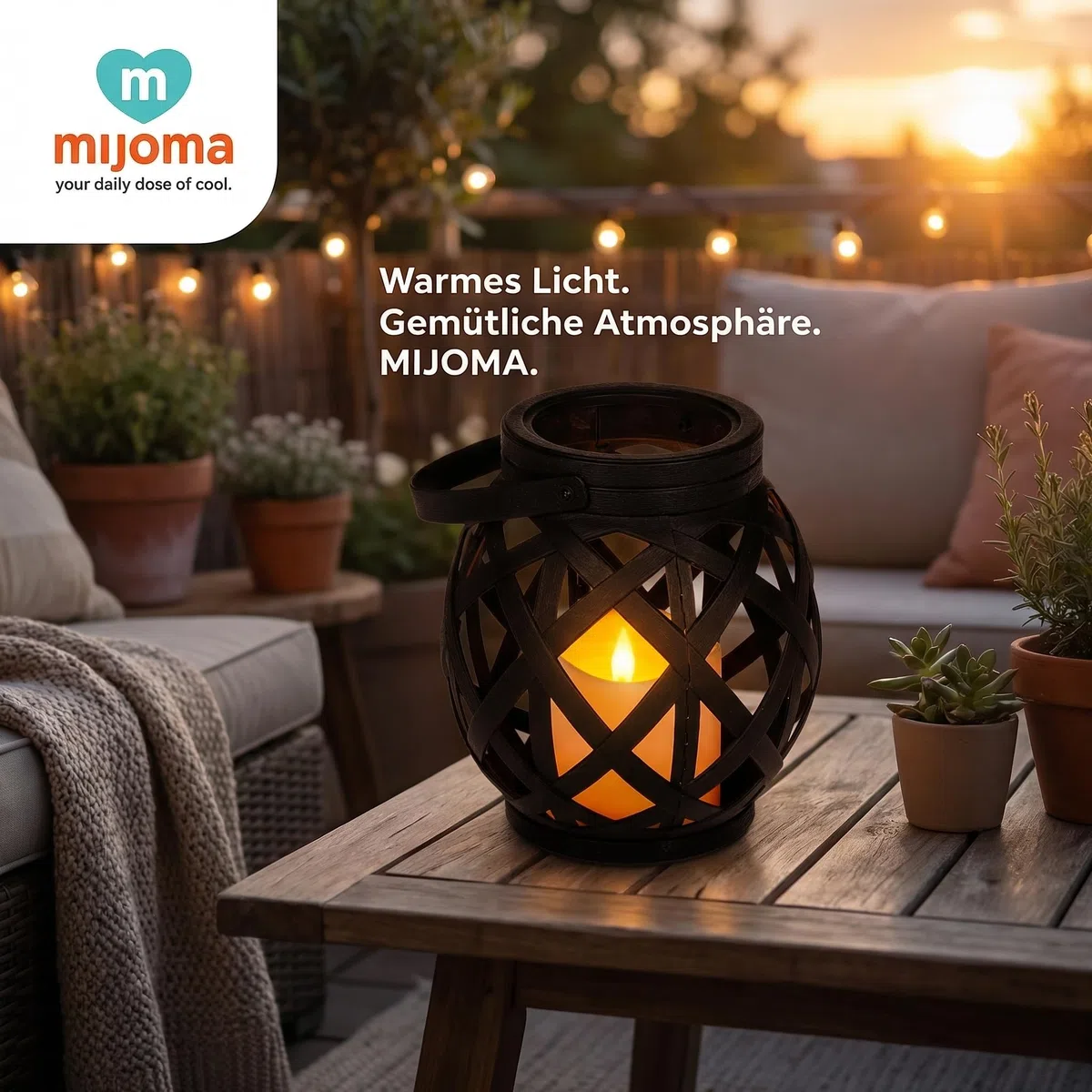 MIJOMA Portacandela antivento con manico e candela LED, funzione timer, 13,5 x 16 cm, in plastica, funzionamento a batteria, elegante decorazione per esterni e interni