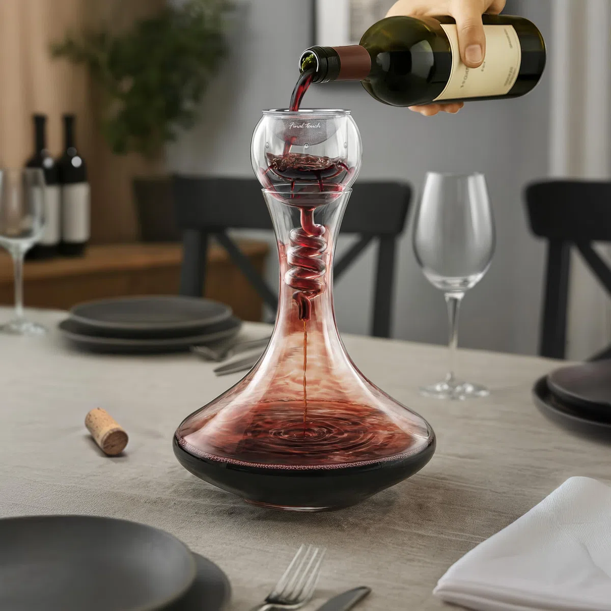 Final Touch Set di aeratore e decanter in vetro Twister (WDA919)