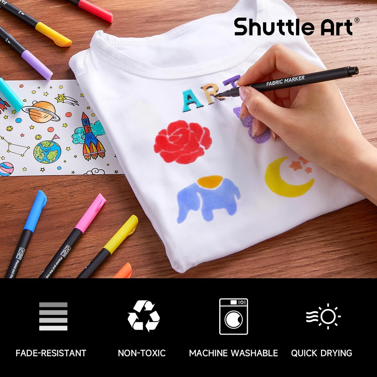 Shuttle Art Pennarelli per colori acrilici 36 colori, pennarelli per pittura a secco ad acqua a basso odore per roccia, legno, metallo, plastica, vetro, tela, ceramica