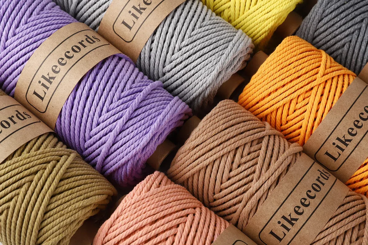Likeecords macrame corda 4mm x 100m,filo macrame,cotone macrame,filo di cotone per borse all uncinetto per Appendiabiti per Fiori, Home Decor (farina di carne)