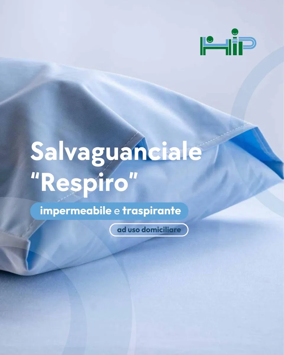 HIP Salvaguanciale Respiro, Impermeabile, Traspirante, Lavabile, Fungicida e Antibatterico, Antiacaro, Igienico e Ipoallergenico, Resistente, Ignifugo, Senza PVC, Senza Latex, Celeste, 80x49cm