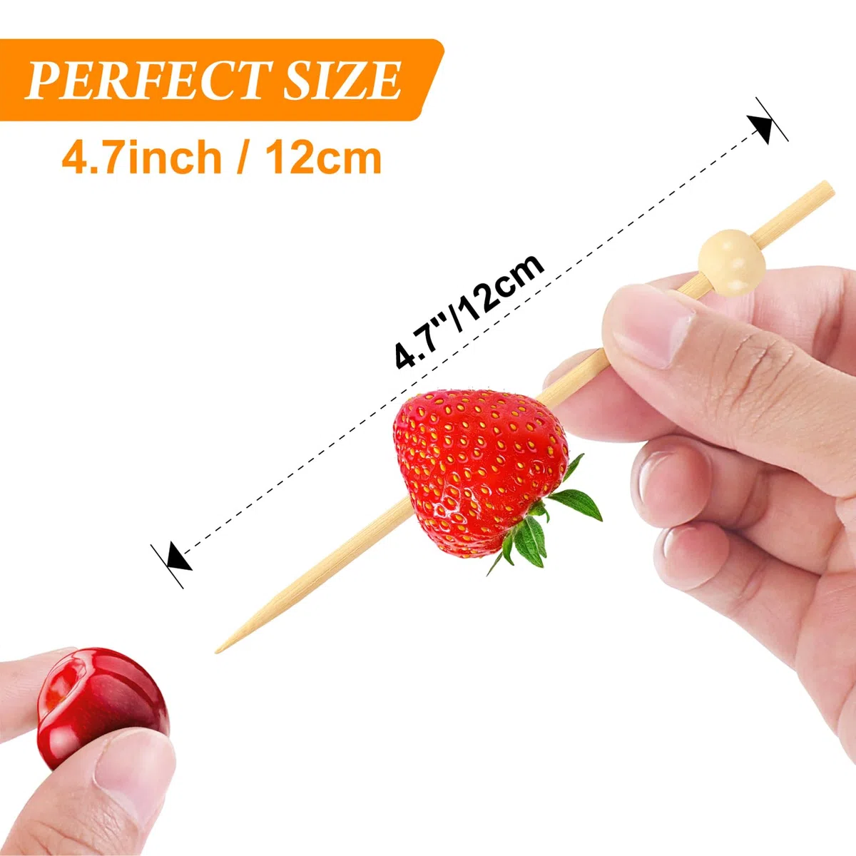 200PCS Cocktail Picks, Natural Fancy Toothpicks for Appetizers, Wooden Ball Bamboo Skewers for Appetizers, 4.7 IN Long Decorative Cocktail Sticks for Drinks Food Party Charcuterie Boards Accessories