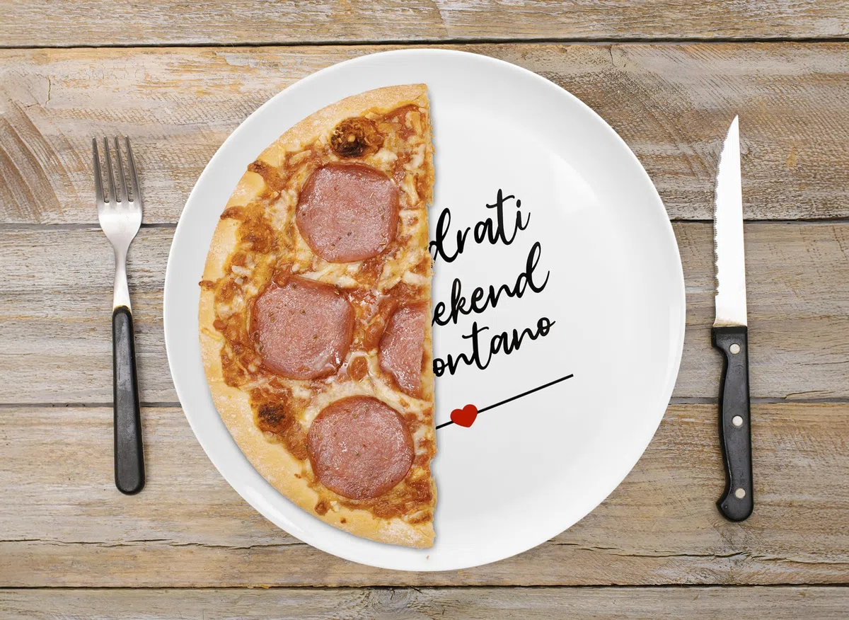 IlGruppone Set di 6 Pezzi Piatti per Pizza Grandi in Melamina Ø 33 Cm Piatto Cucina Pizze Piatti Piani XXL Decorati con Scritte Moderni Certificati Contatto Alimentare