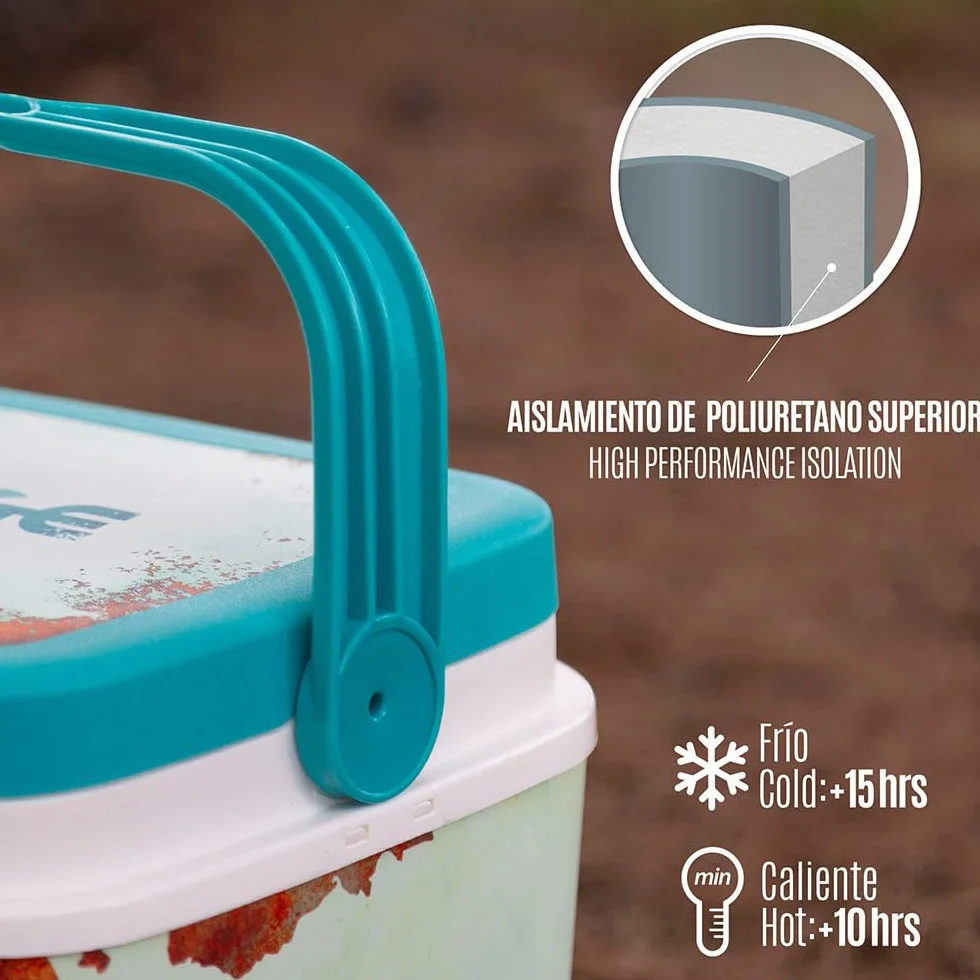 AKTIVE Borsa frigo rigida da 5L, Stile classico, Plastica resistente, Isolamento in poliuretano superiore, Mantiene il fresco fino a 15 ore, Coperchio con chiusura sicura, Design blu (62392)