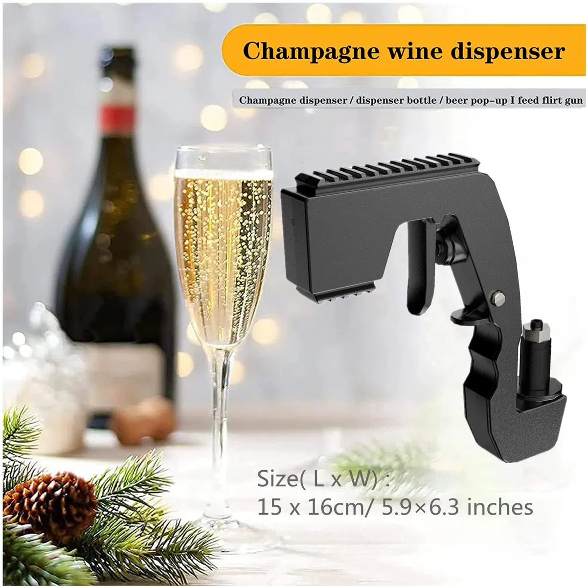 Spara-bollicine per Vino Spumante, Tappo per Bottiglia Regolabile per Vino e Birra per Bar, Festa di Addio al Celibato, Matrimonio, Natale, Compleanno, Festival
