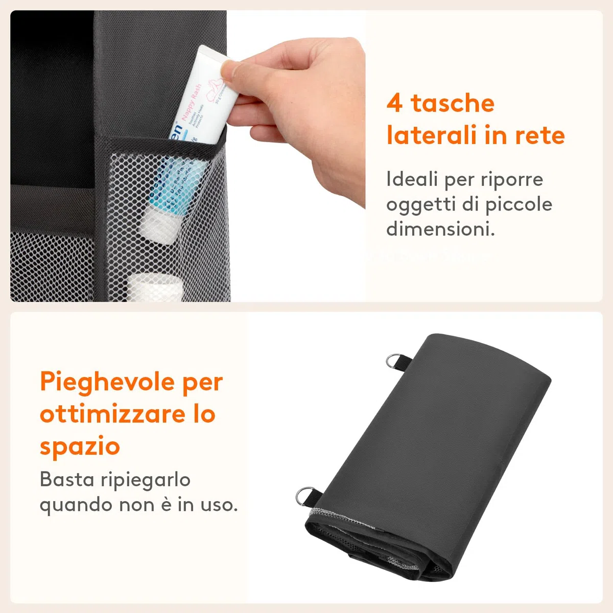 Lifewit Porta Oggetti da Appendere con 4 Ripiani e 4 Tasche Laterali, Organizer Bagno da Appendere per Camera da letto, Bagno, Giocattoli, Vestiti, Grigio