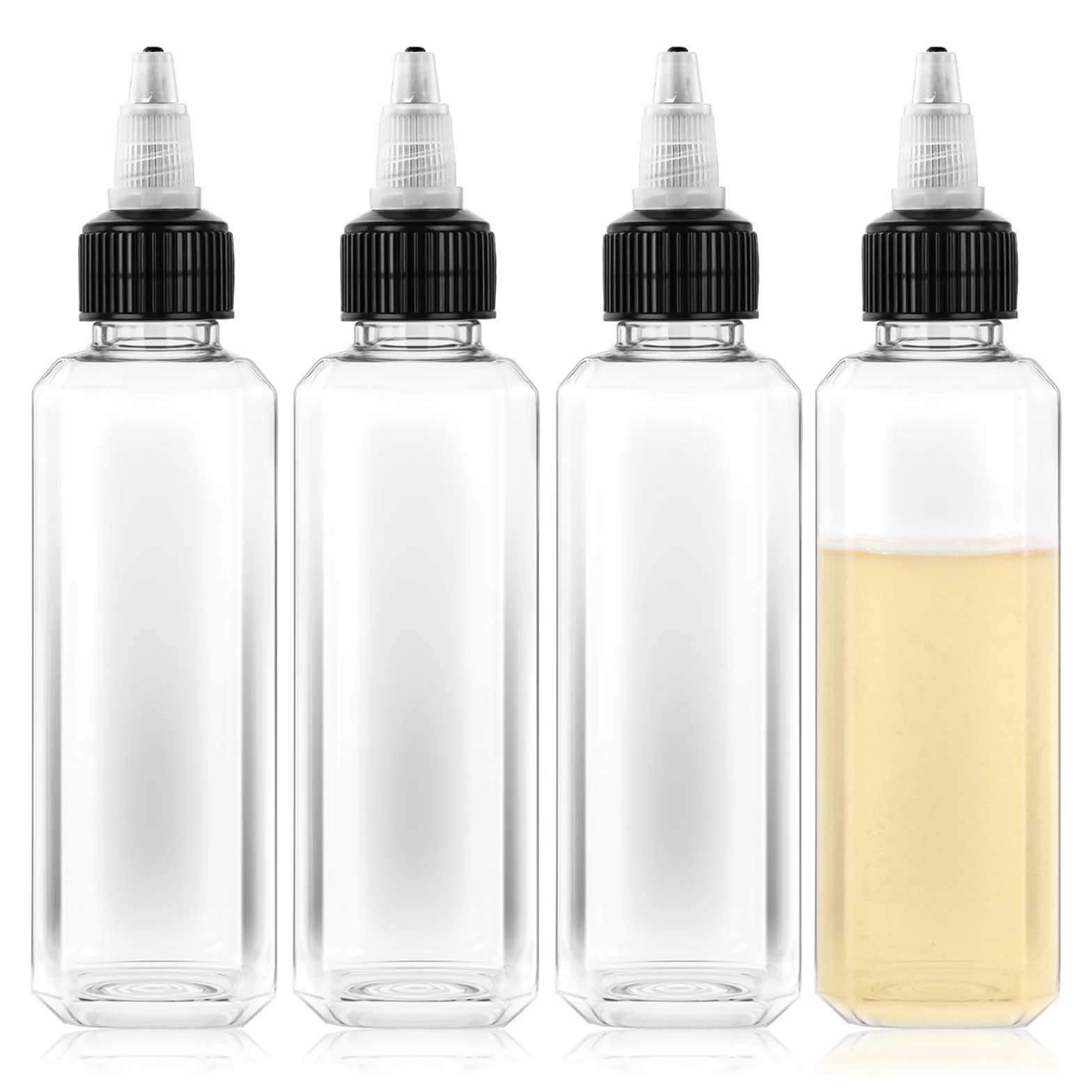 Qianyu 4 bottiglie per olio da spremere con tappo a vite, contenitore per condimenti liquidi a prova di perdite, per salsa di soia, aceto, sciroppo, ketchup, artigianato, cucina, casa