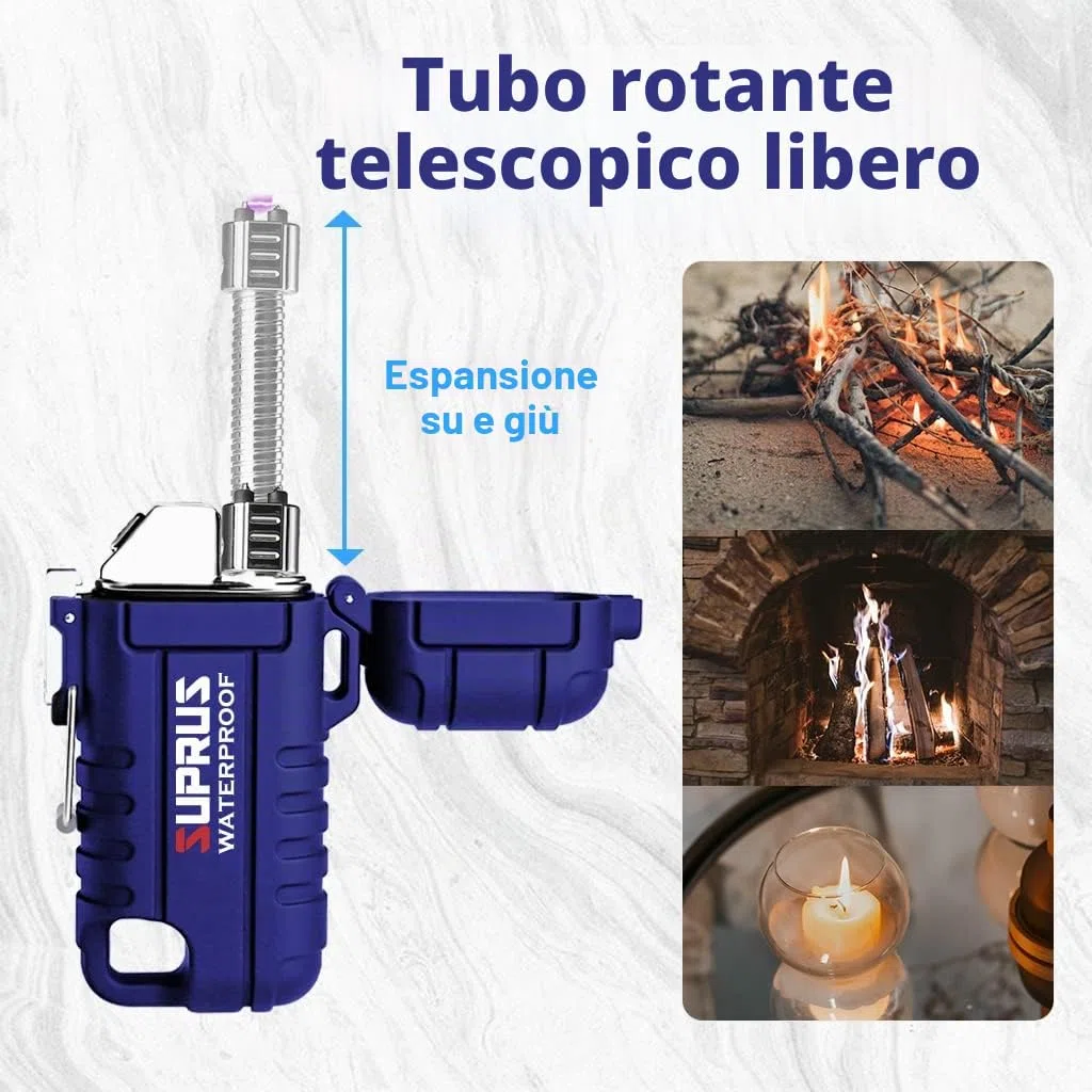 SUPRUS Accendino al plasma ad arco antivento impermeabile, ricaricabile USB-C, con collo estensibile e flessibile per cucina da campeggio all'aperto