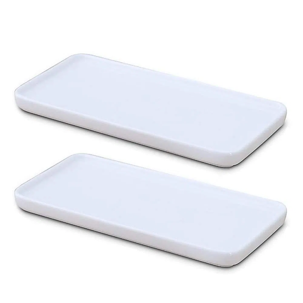 Vassoio da bagno in ceramica piccolo rettangolare, vaschetta da bagno, porta cosmetici per fazzoletti, candele, asciugamani, piante, anelli, piatti, cassettiere, profumi, shampoo, 2 pieces