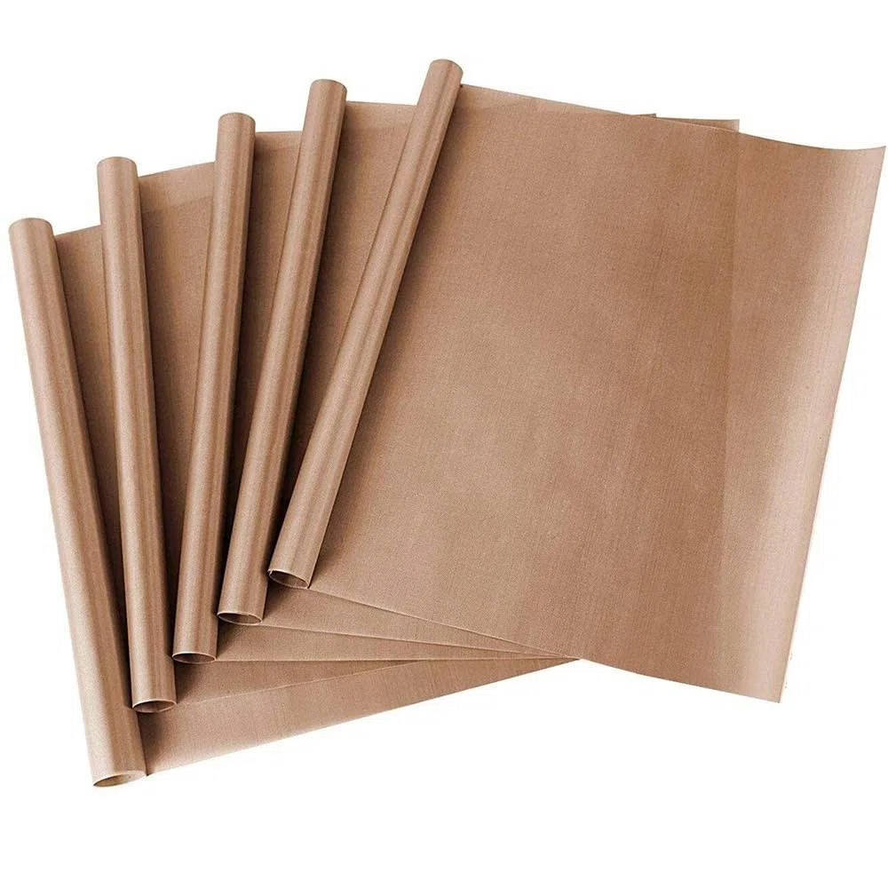 MEISO 5 Pezzi Fogli Teflon, Carta da Forno Riutilizzabile, Fogli di Teflon PTFE, per Forno Pressa a Caldo Antiaderente 40 x 60 cm Tappetino Artigianale Resistente al Calore