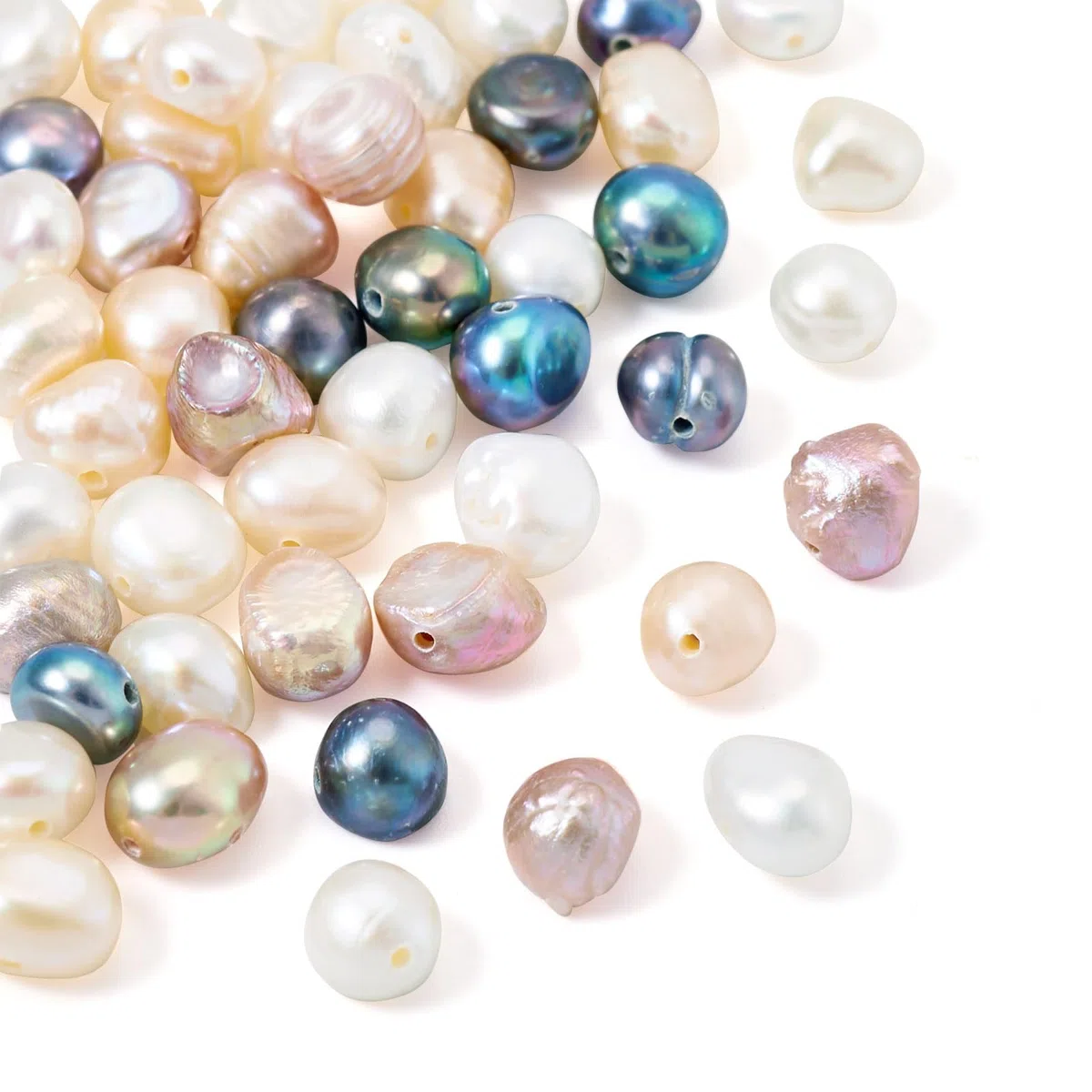 Crafans - Perle naturali coltivate in acqua dolce, forma irregolare, 5 colori, perline per la creazione di bracciali fai da te, collane, creazione di gioielli, 50 pezzi