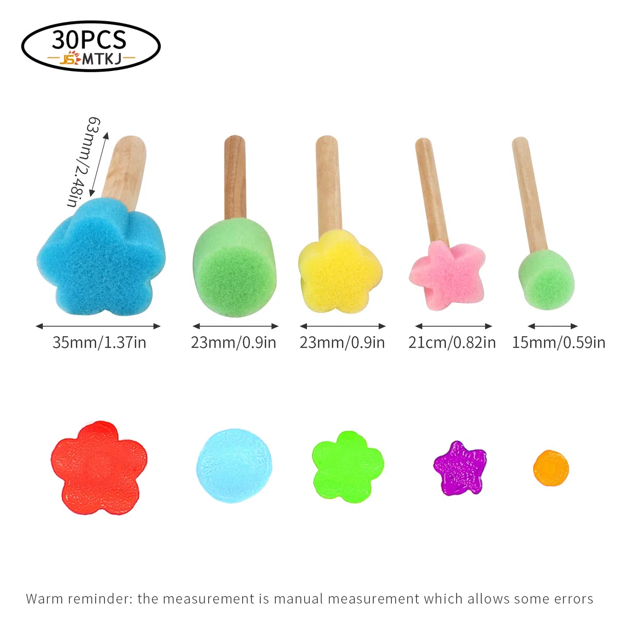 30 Pezzi Pennelli Spugn, Mini Colore Schiuma Spugna Pennello per Scarabocchio Bambini Strumenti, Pittura Artigianato, 5 Dimensioni