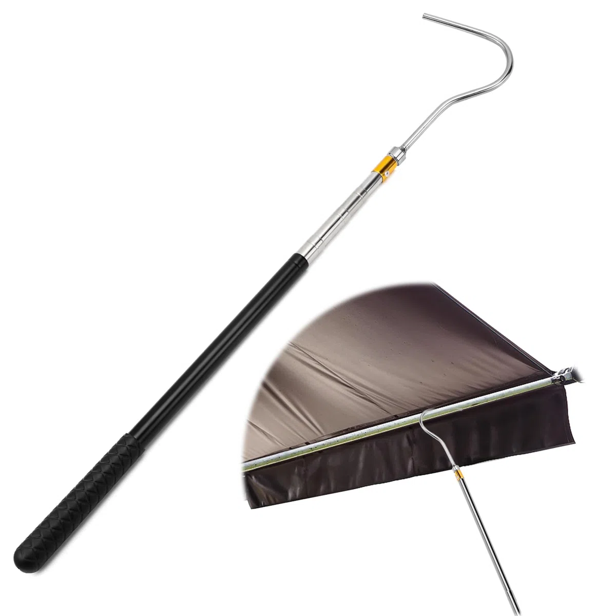 Asta telescopica con gancio 41cm-150cm Apritenda telescopico con gancio Gancio di trazione per scale retrattili, Asta telescopica Gancio a serpente, per camper, Accessori portatili