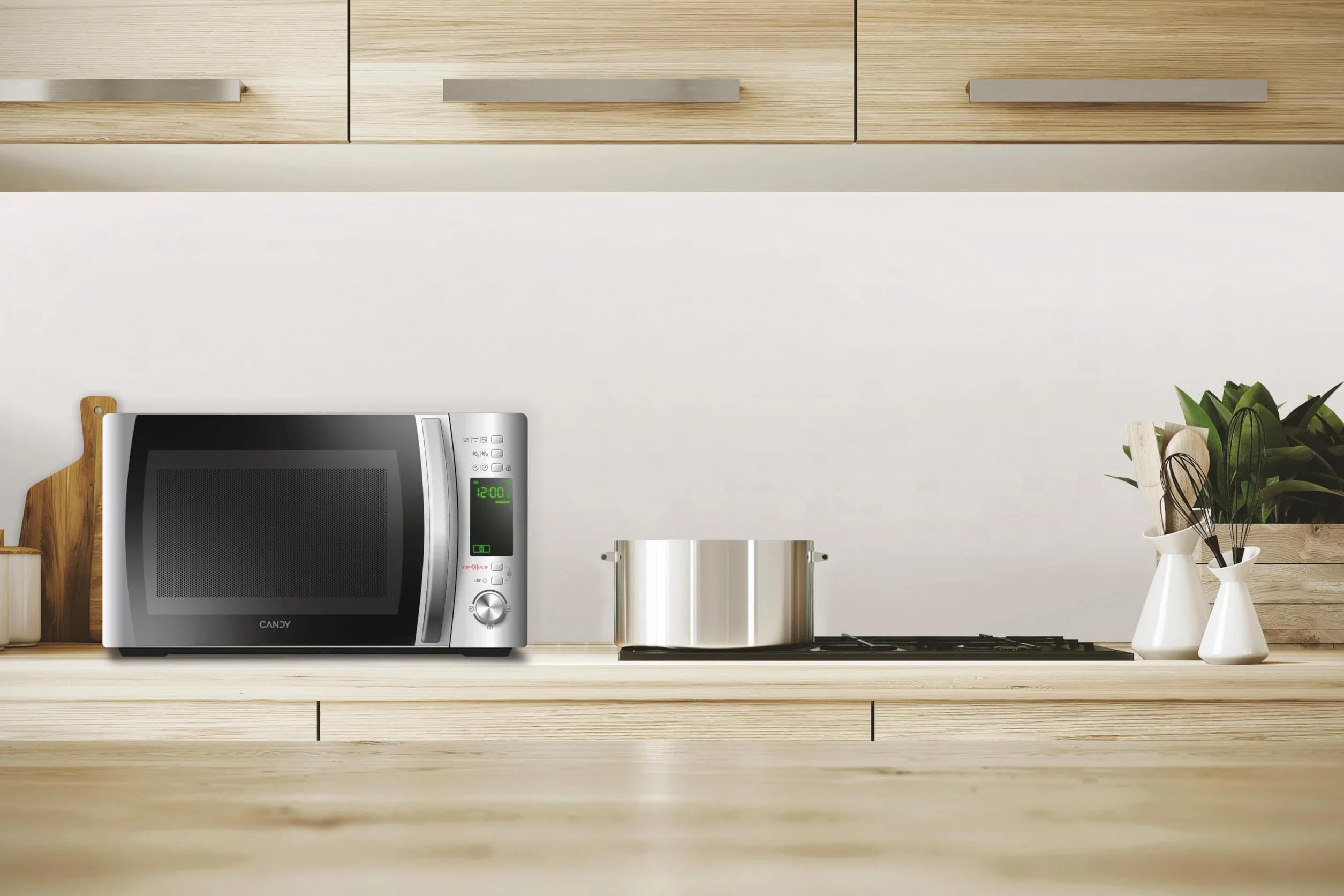 Candy COOKinAPP Forno a Microonde con Grill, 20 Litri, 700W, 40 Programmi, App Simply-Fi, Funzione Defrost e Start Express, Child Lock, Libera Installazione, 44 x 35,75 x 25,9 cm, Argento - CMXG20DS