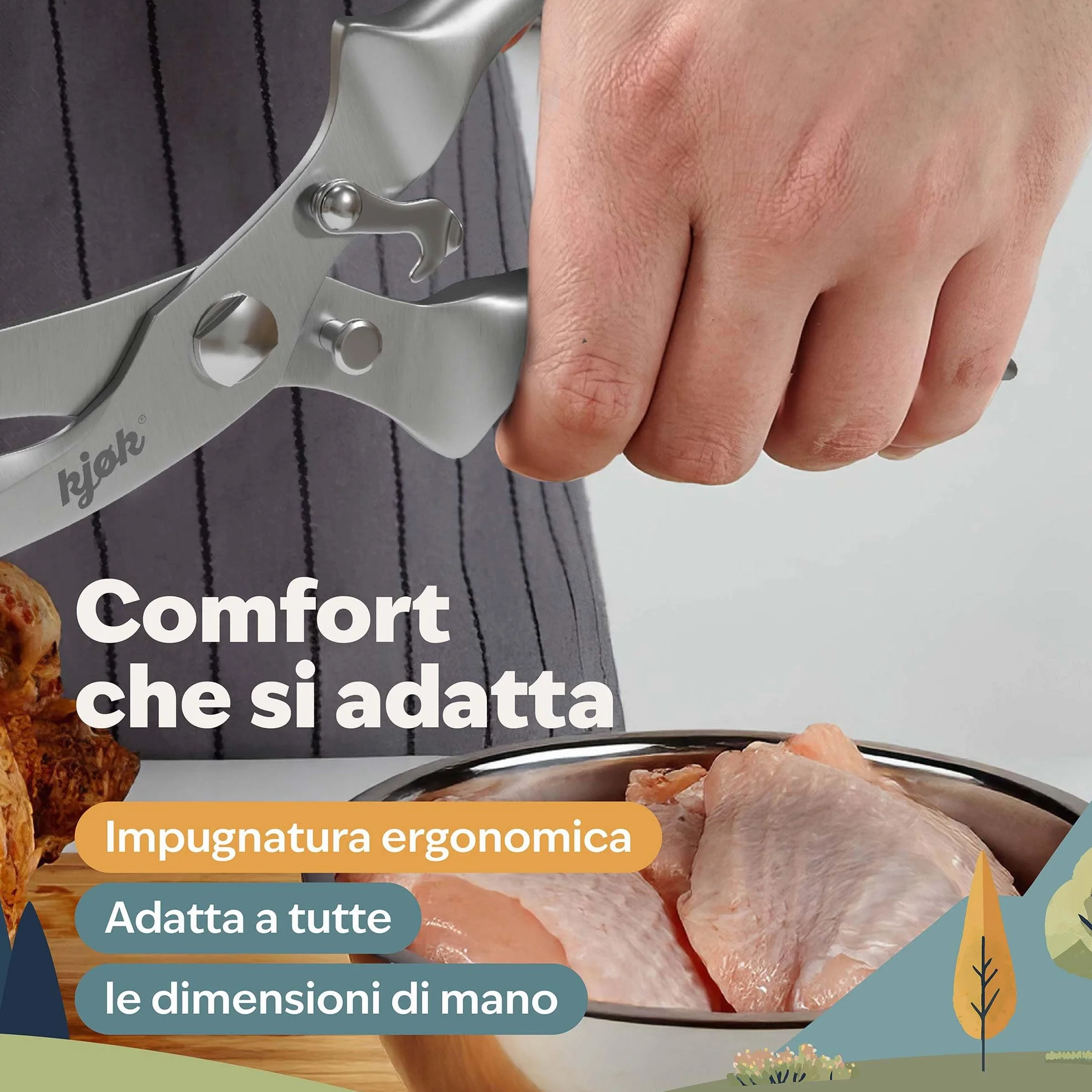 Forbice da Cucina in Acciaio Inox per Pollame - Premium Forbice Multiuso per Pollo, Oca, Anatra