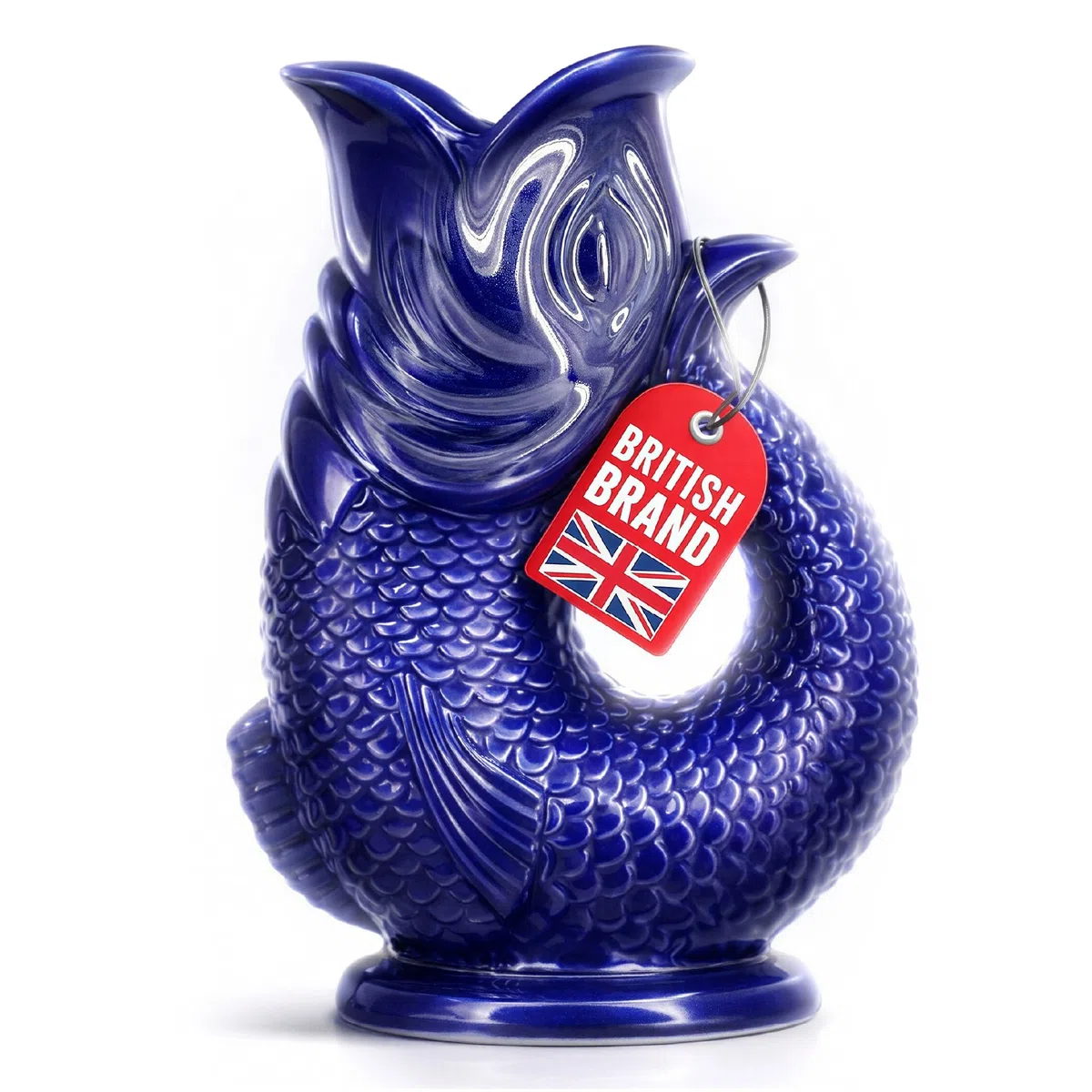 The Bubble Jug Brocca Acqua Blu Cobalto Scuro da 1,5 l Caraffa Acqua e Cocktail Extra Large a Forma di Pesce Brocca Ceramica Decorativa per Cocktail, Acqua, Gin - Brocca Gorgogliante