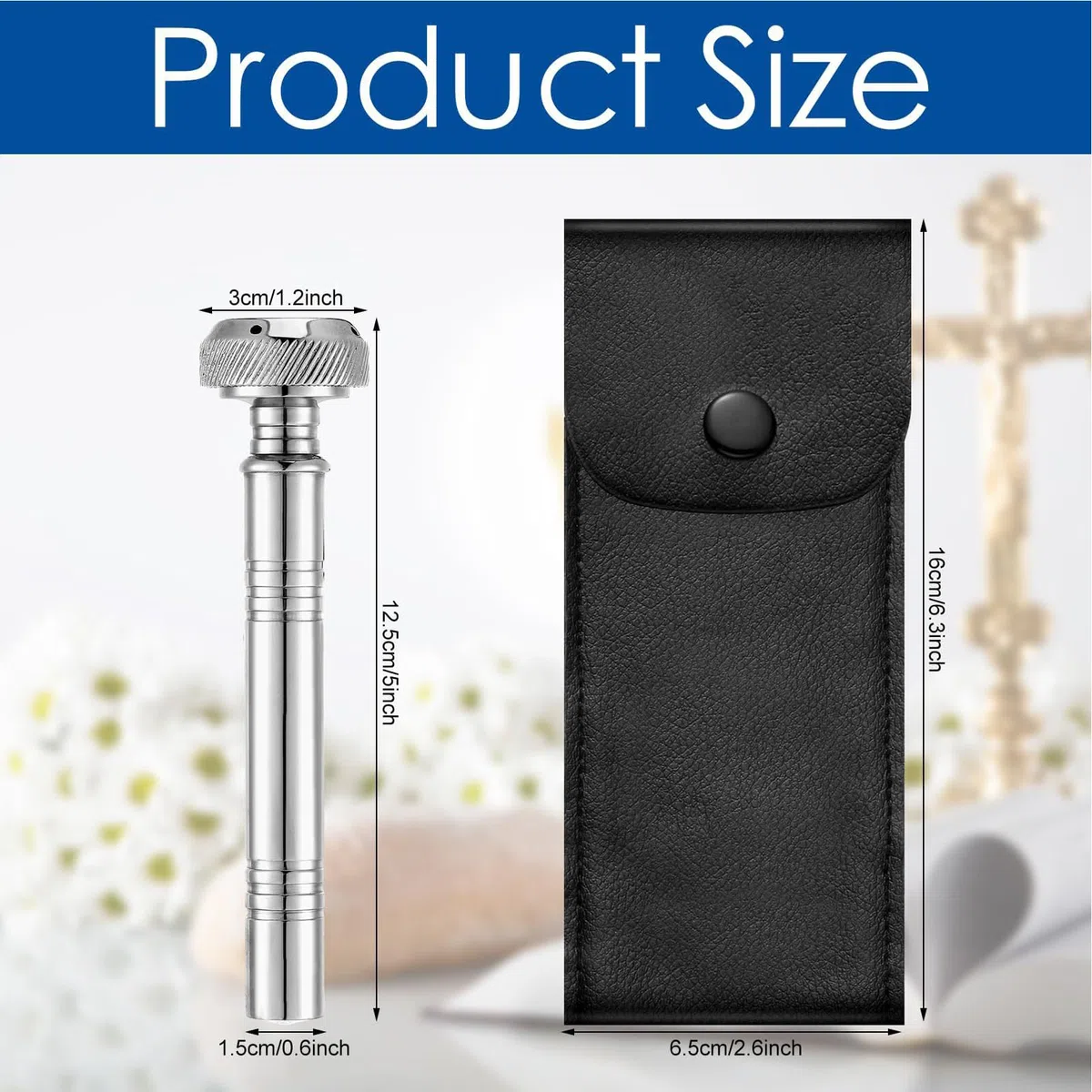 Contenitore per acqua santa, spruzzatore per acqua santa | Irrigatore religioso per dispenser di liquidi tascabile | Vaso per Acqua Santa con Aspergillum Strumento per Riti Religiosi
