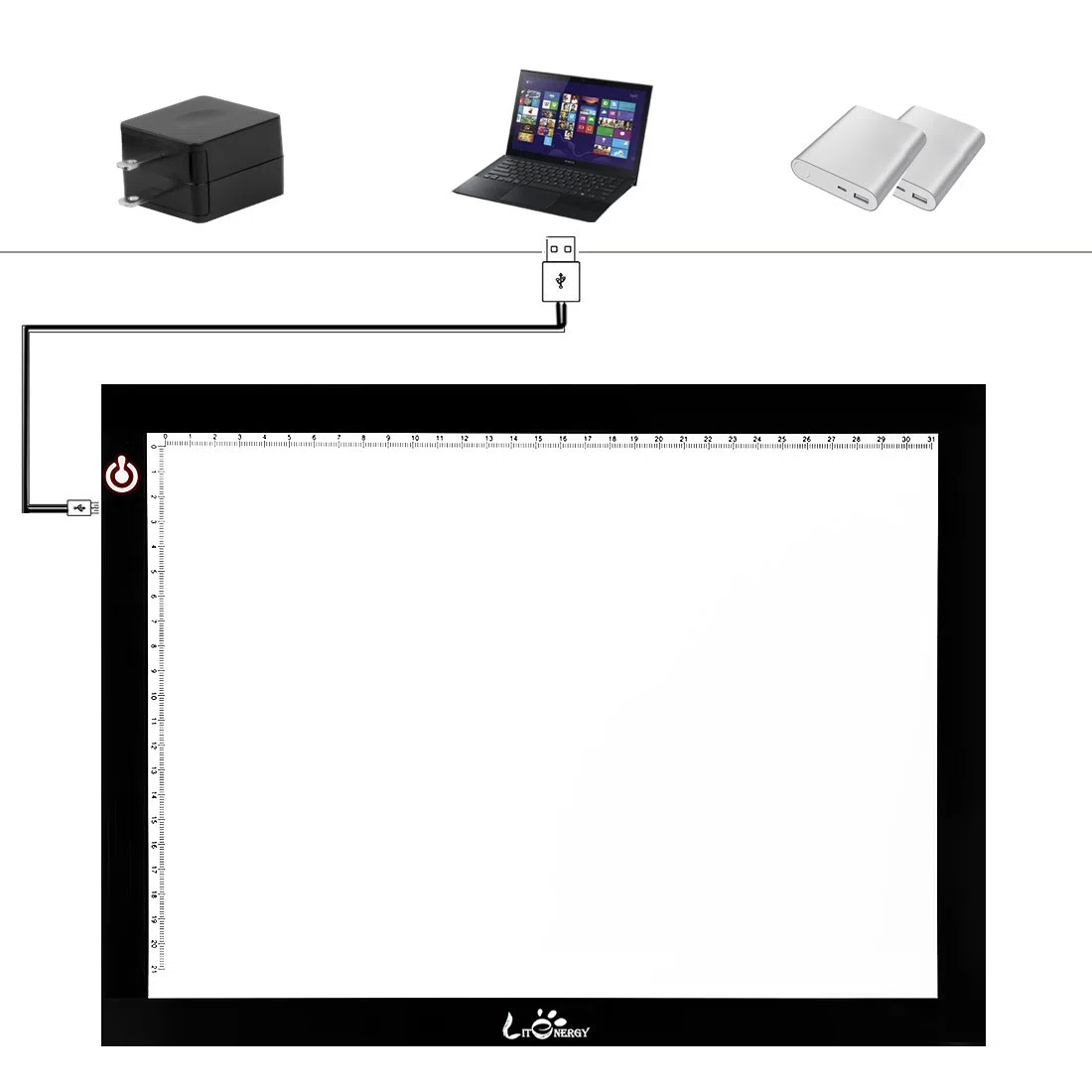 LITENERGY Scatola luminosa di tracciamento A4 9x12 Pollici in Lega Ultra Sottile Solo 5mm USB Power Light Table per artisti, disegni, schizzi, animazione