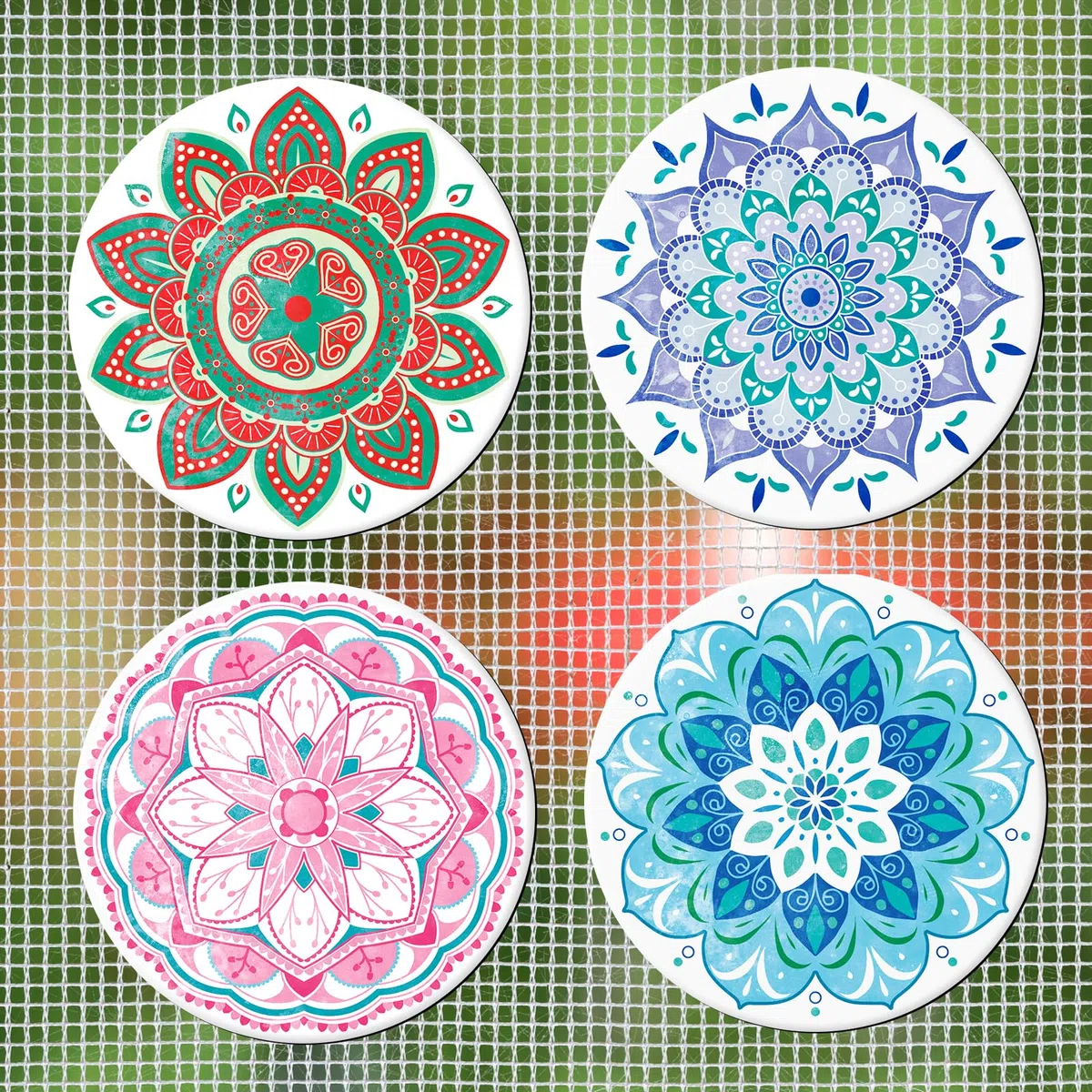 JSRQT Magneti Flessibili Decorativi Mandala Screen Door Decals Magneti per Finestre Doppia Faccia Magneti Porte a Schermo Magneti per Zanzariera Schermo Protezione Magnetica Calamita Zanzariera