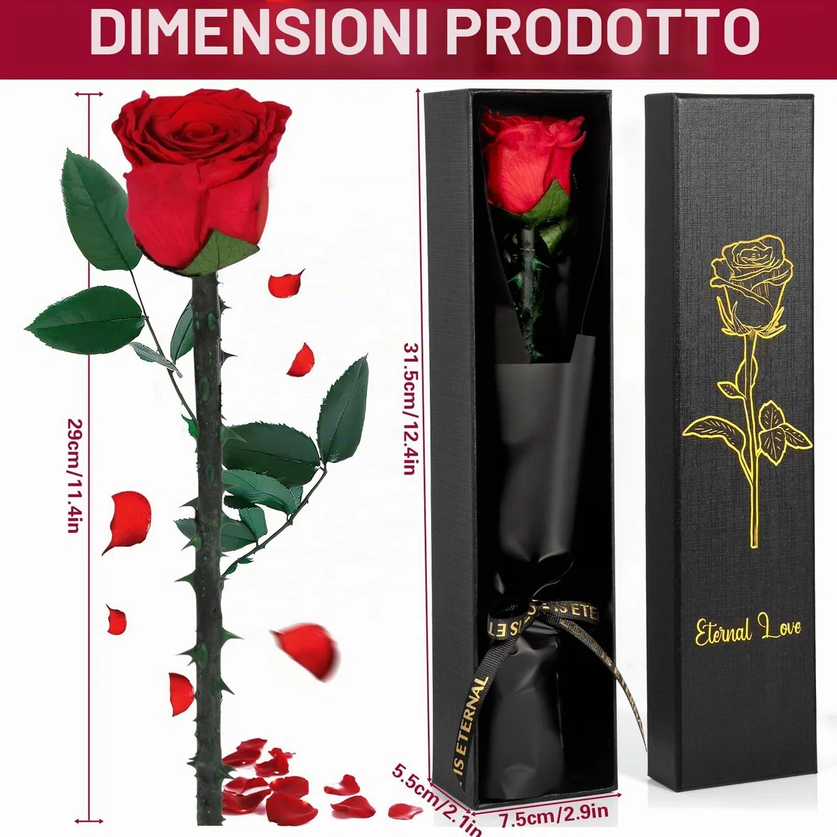 Rosa Stabilizzata Vera Rosa Eterna San Valentino per Lei, Regali San Valentino per Donna, Rose Stabilizzate San Valentino, Regali Mamma Fidanzata Moglie Sorella