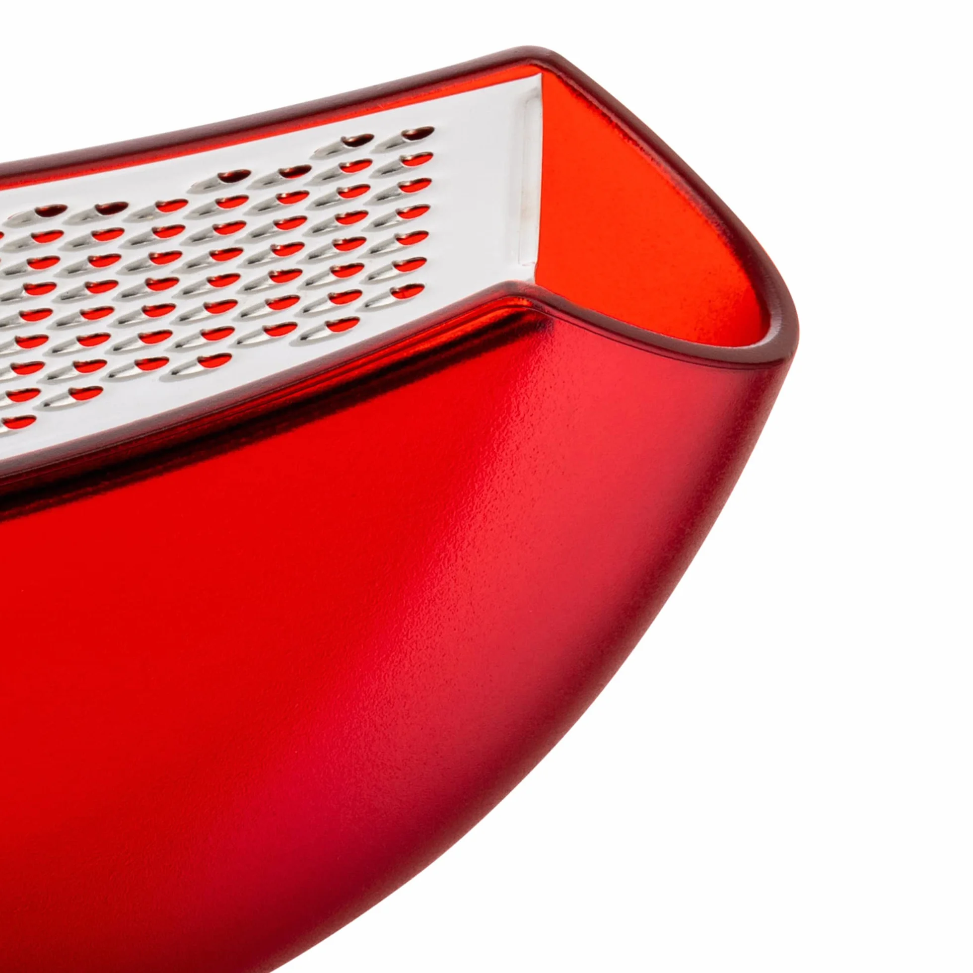 Alessi AARU01 R Parmenide Grattugia con Raccoglitore in Resina Termoplastica, Rosso e Acciaio Lucido