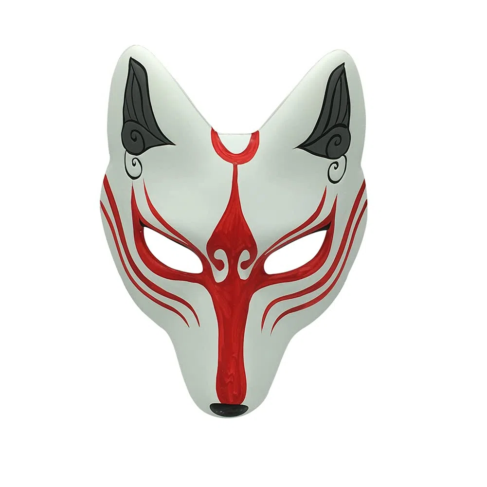 YangYong Kitsune - Maschera da volpe per Halloween e feste in maschera, Kabuki, in poliuretano