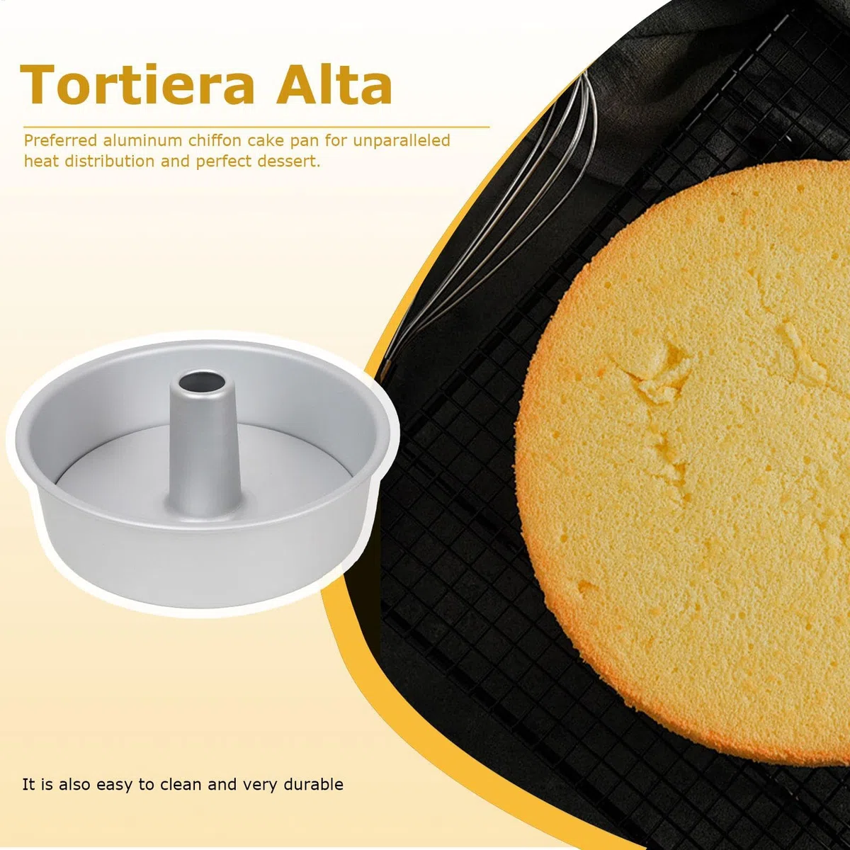 Teglia da 20,3 cm con fondo rimovibile rimovibile, teglia antiaderente per torta in chiffon, teglia in lega di alluminio, stampo per torta in chiffon, stampo per torta in chiffon, teglia rotonda per