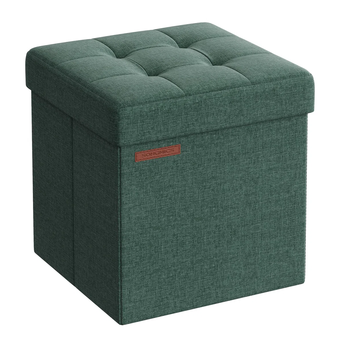 SONGMICS Pouf Contenitore da 38 cm, Cassapanca Pieghevole, Panca Contenitore, Poggiapiedi, per Camera da Letto Ingresso Soggiorno, Verde Vintage LSF027C01