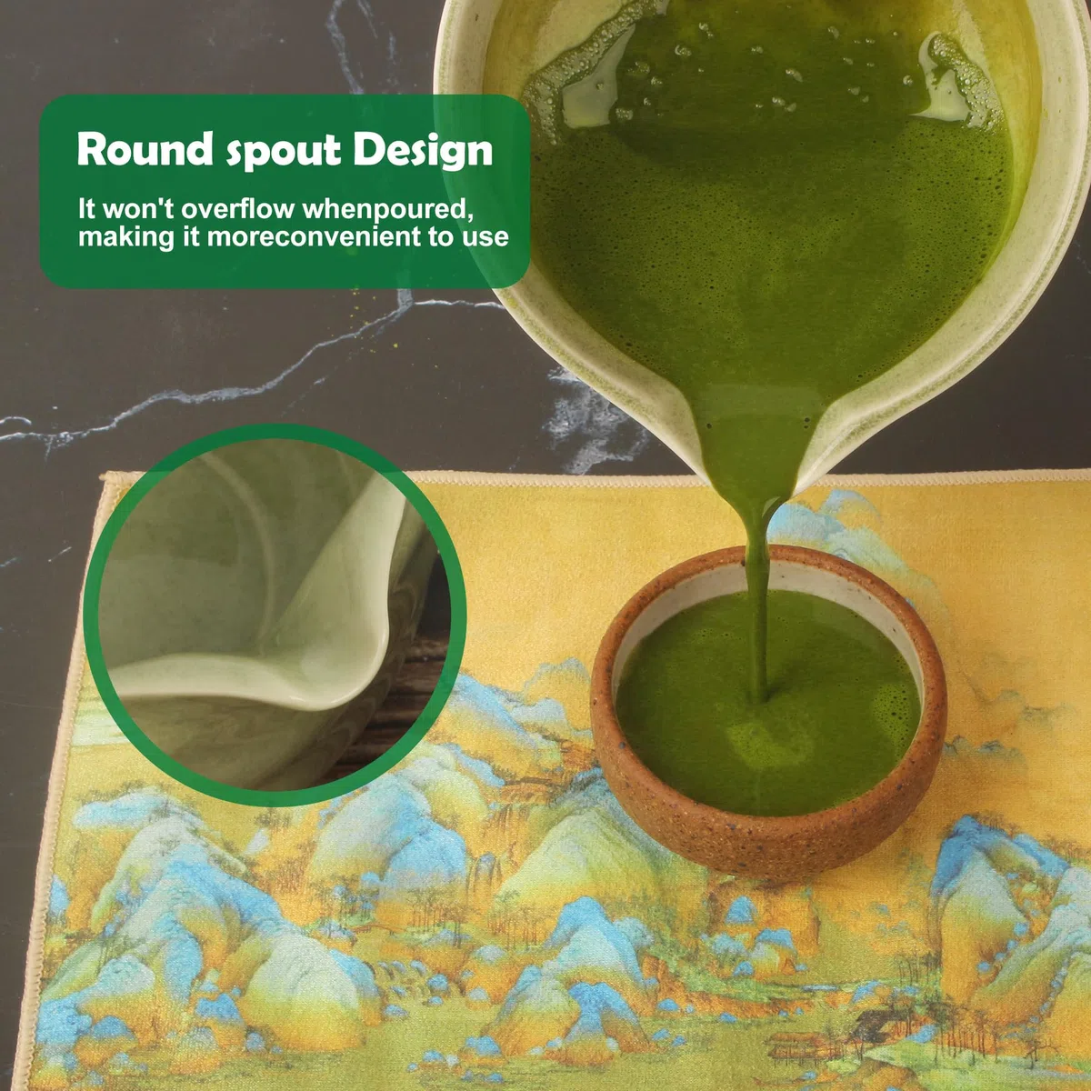 Macha Tea Kit, 7 Pezzi Matcha Kit, Completo con Matcha Whisk, Ciotola Matcha, Supporto Chasen, Setaccio da Matcha, Tappeto con Motivo, 2*Cucchiaio Matcha, Ideale per la Preparazione del tè Matcha