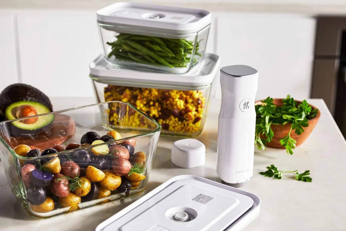 ZWILLING Zwilling VAKUUM - Set da 3 pezzi, S/M/L/in vetro, colore: Bianco Fresh & Save