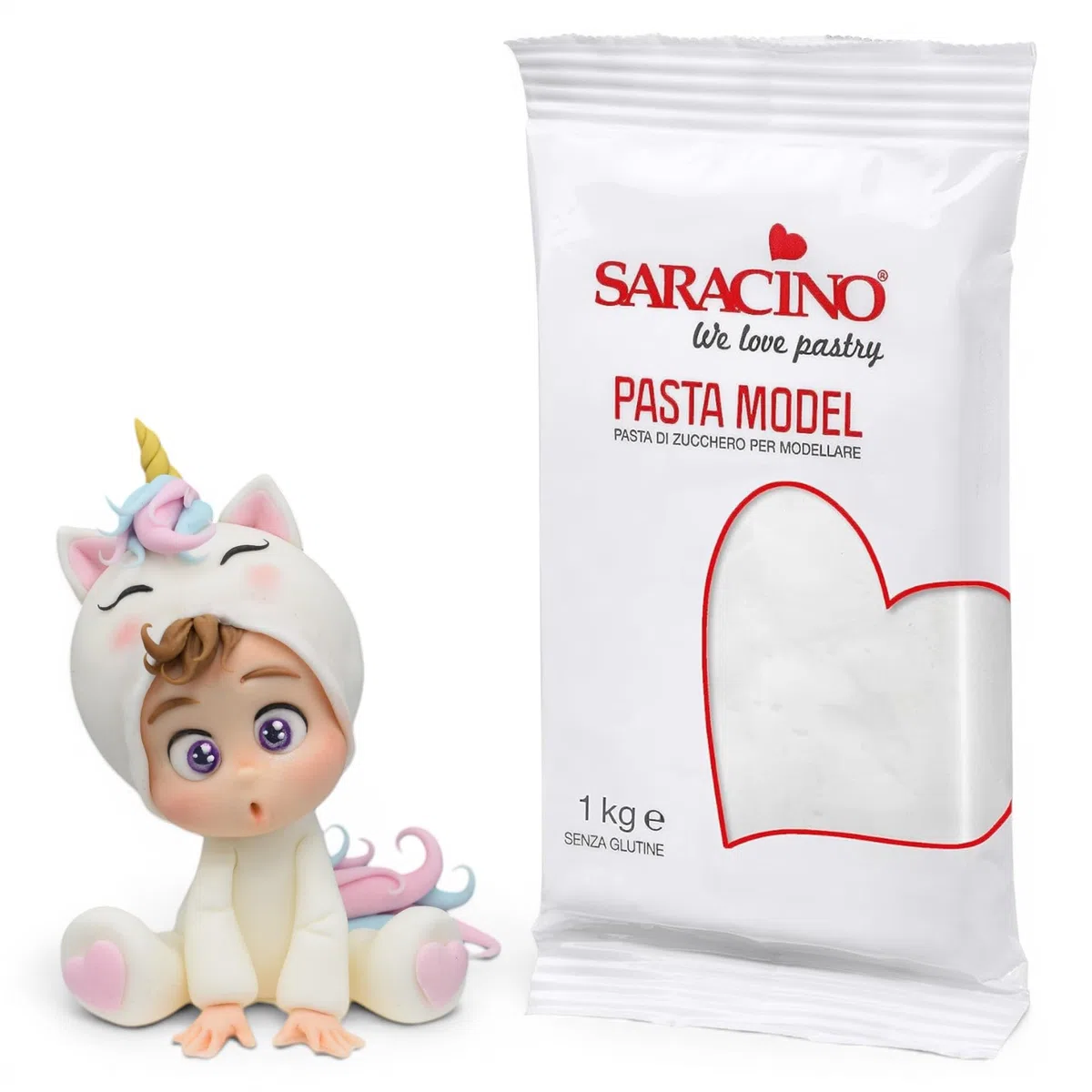 Saracino Pasta di Zucchero Model Bianca per Modellaggio da 1 Kg senza Glutine Made in Italy