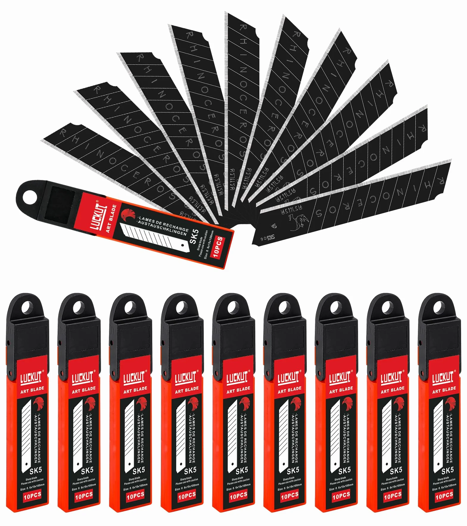 Lame da Cutter 18mm SK5, Lame a Scatto per Taglierino, 100 Pezzi