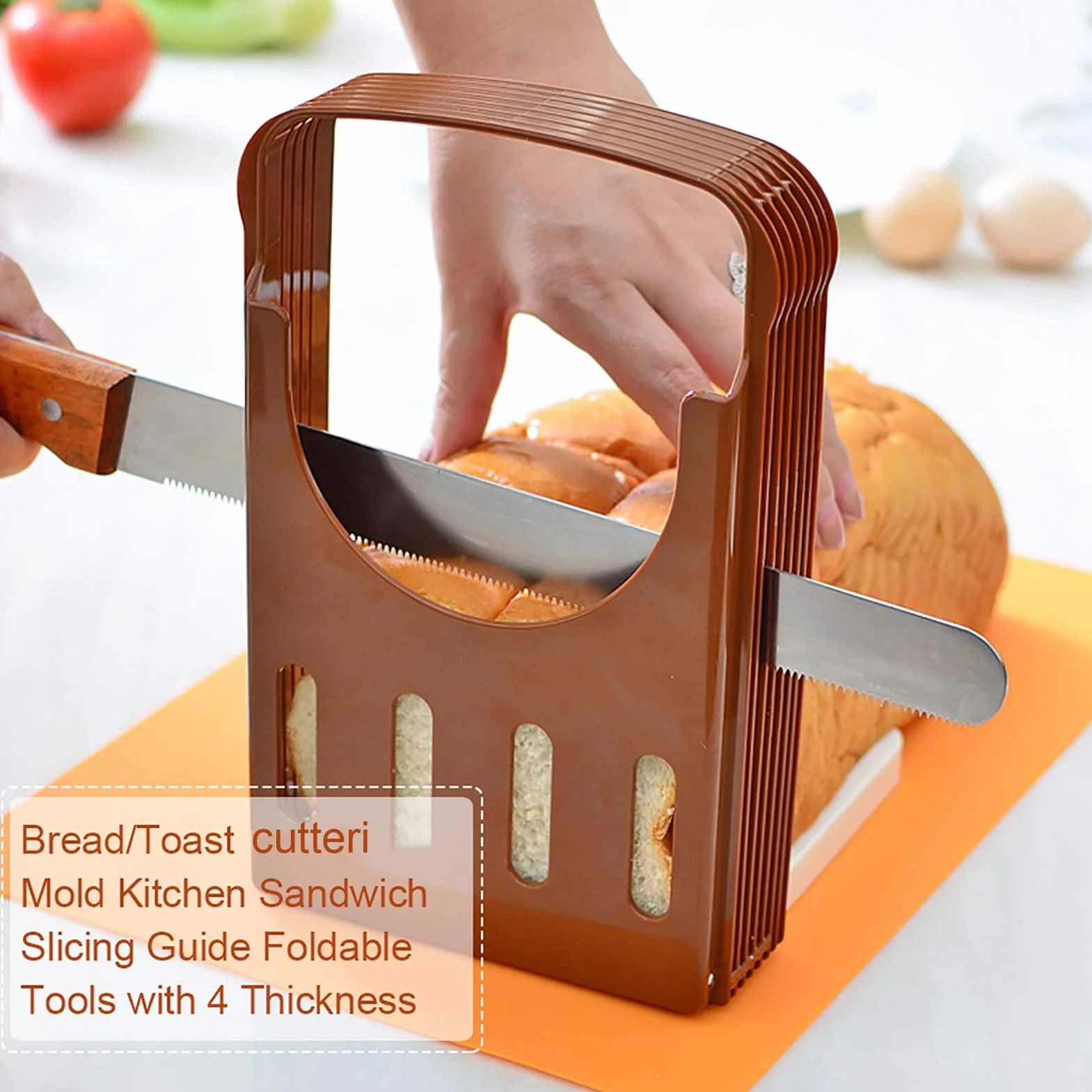 Affettatrice per pane, affettatrice per pane manuale guida per il taglio del pane tostato tagliere il pane con supporto per briciolare con 4 diversi spessori sandwich maker toast affettatrice