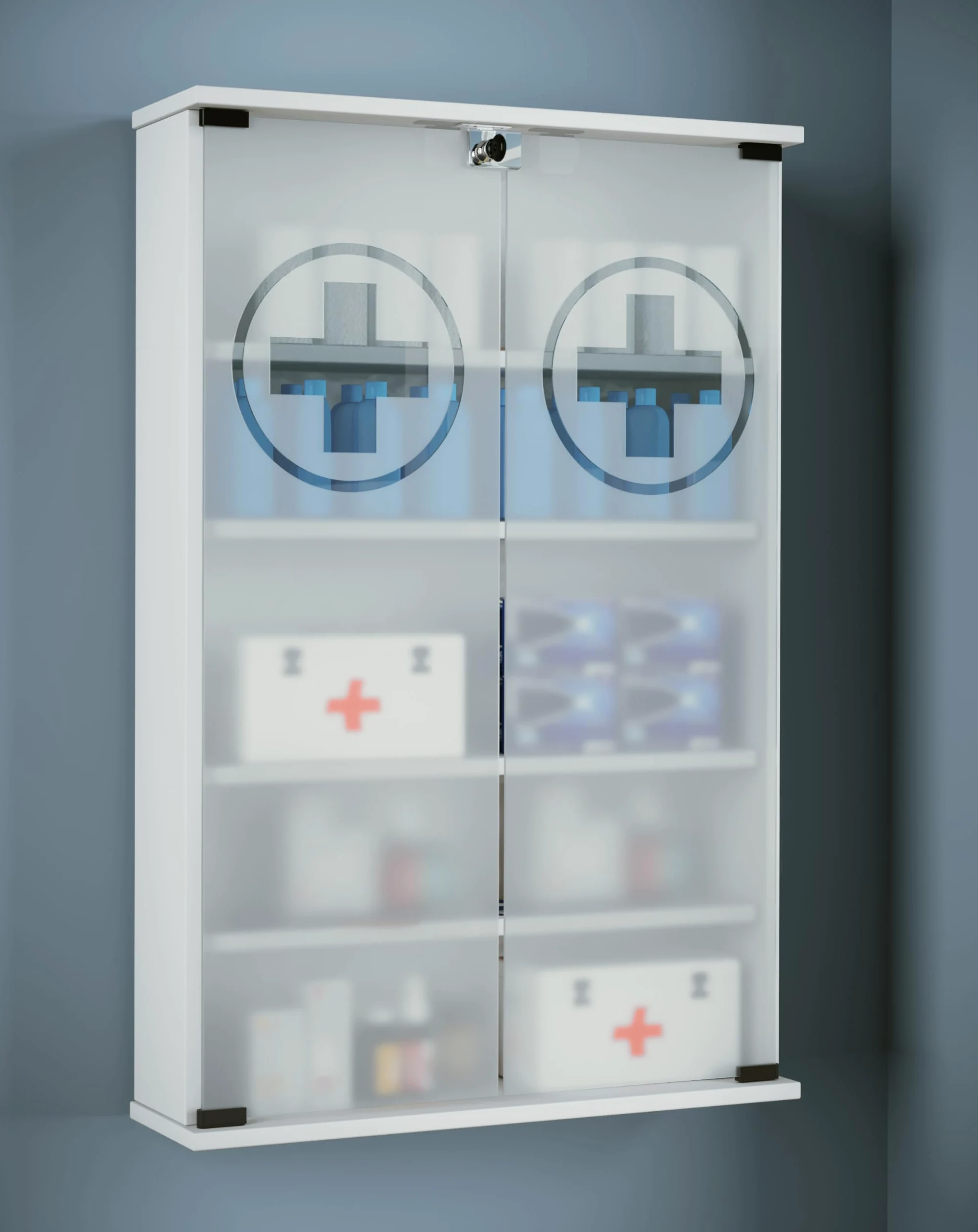 VCM Armadio per medicinali Armadio per Farmacia Armadio a Muro con Serratura Janula Armadio per medicinali Armadio per Farmacia Armadio a Muro con Serratura Janula Bianco