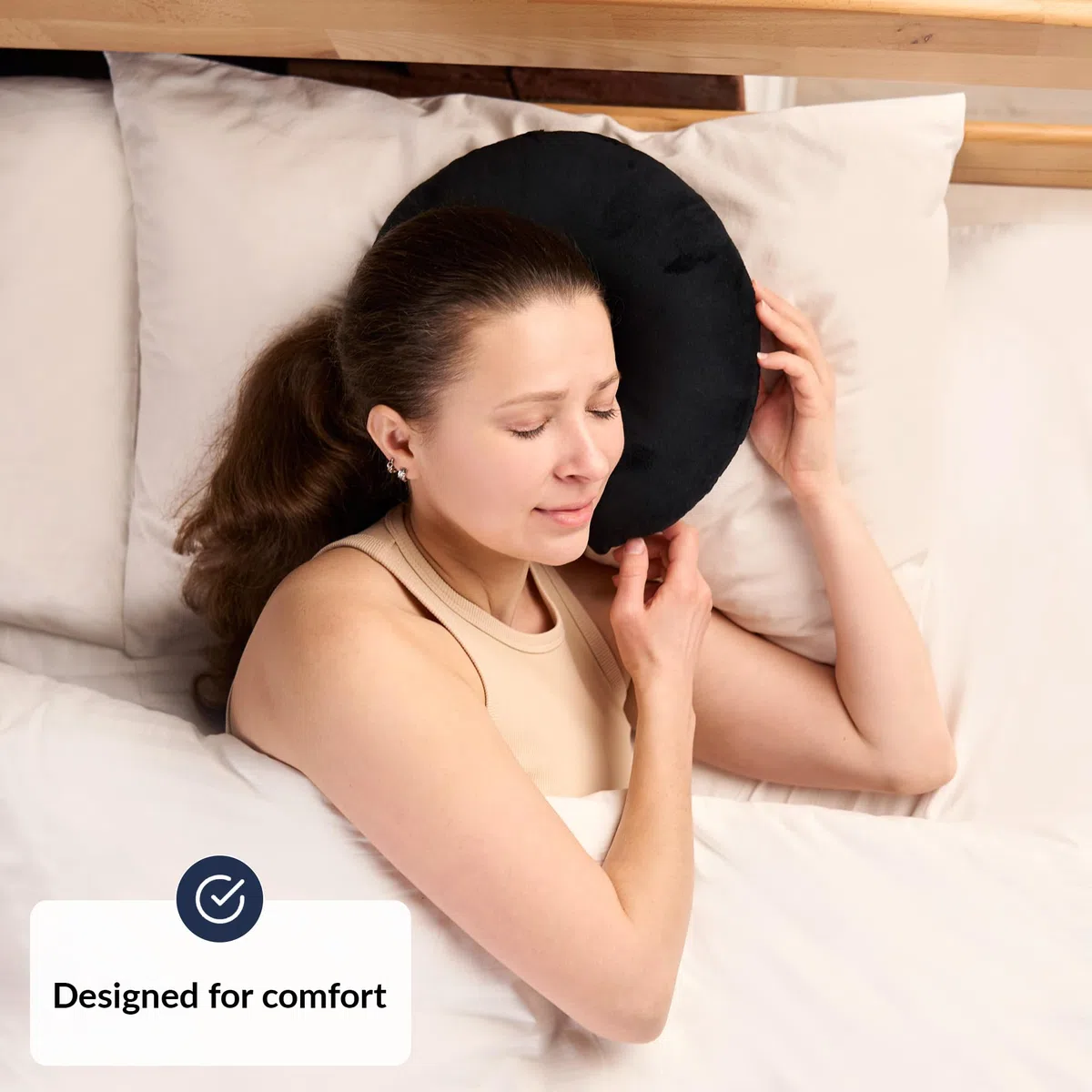 ODOXIA Cuscino Piercing Orecchio | Cuscino Ciambella Regolabile | Sollievo Dal Dolore da Condrodermatite | Imbottitura Modificabile per Comfort Personalizzato Donut Pillow (Black)
