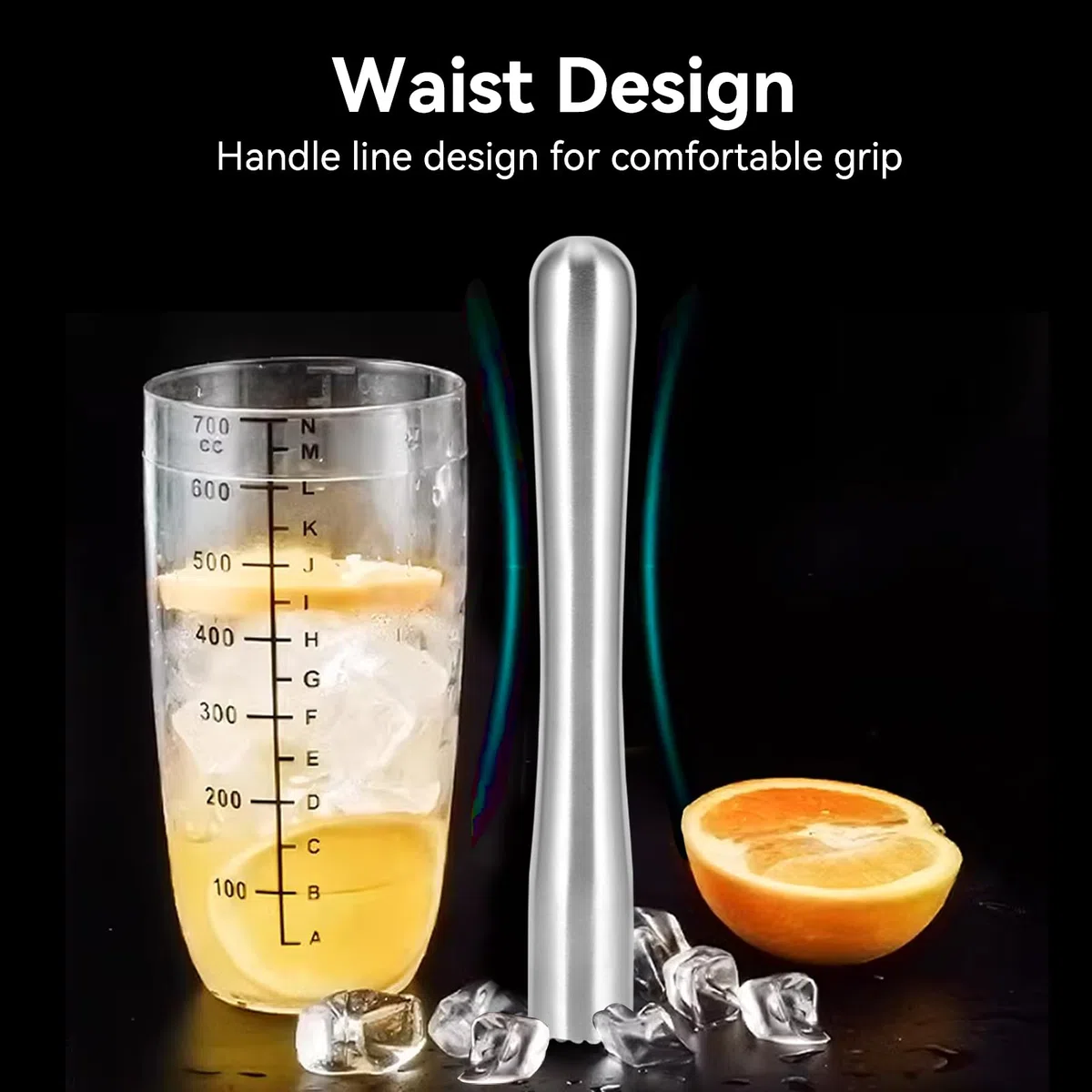 HERCHR Muddler Da Cocktail In Acciaio Inox, Limone Schiacciapatate per Tritare Cubetti Di Ghiaccio, Professionale Pestello per Creare Deliziosi Mojito
