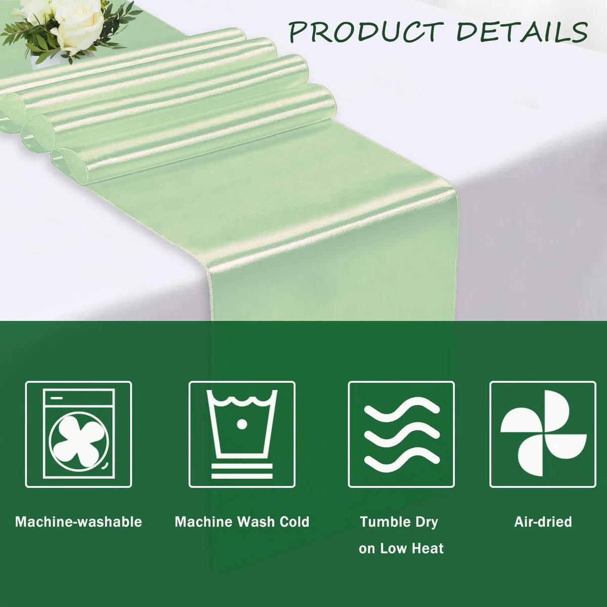 50 Pezzi Satin con Sedie Decorate con Fiocco Design, Decorazione per Sedia in Raso, Fasce in Raso per Sedie, Decorazione per Sedia per Matrimoni, Banchetti, Ricevimenti (Verde Salvia)