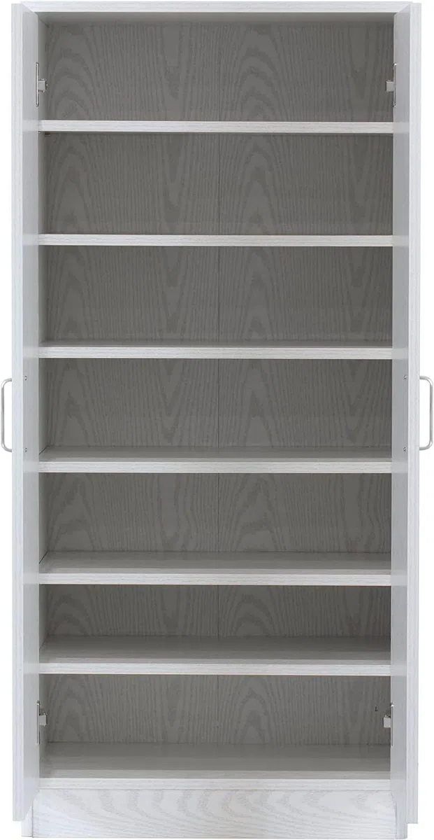 eacommerce Mobile Armadio Multiuso in Legno Scarpiera 2 Ante 6 Ripiani 55x36x108H cm (Bianco Nordico)