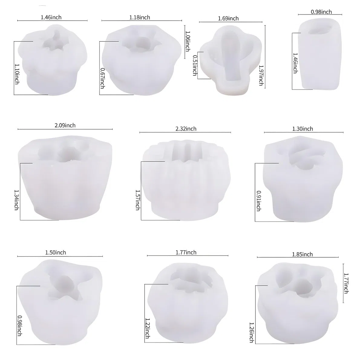 10 Piezas Moldes de Silicona para Cactus Suculentos, Moldes 3D para Velas, Jabón, Resina Epoxi, Moldes para Velas Hechas a Mano y Decoración DIY