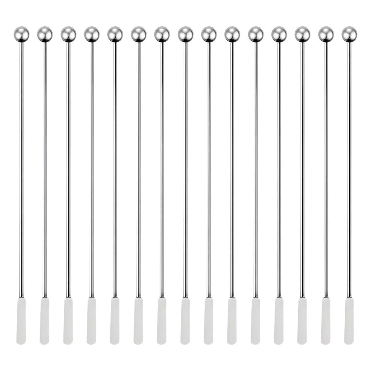 15 pezzi di bastoncini per mescolare cocktail in acciaio inox, bastoncini per mescolare cocktail, plettro per mescolare caffè, bar, martini, feste, piccoli snack in argento