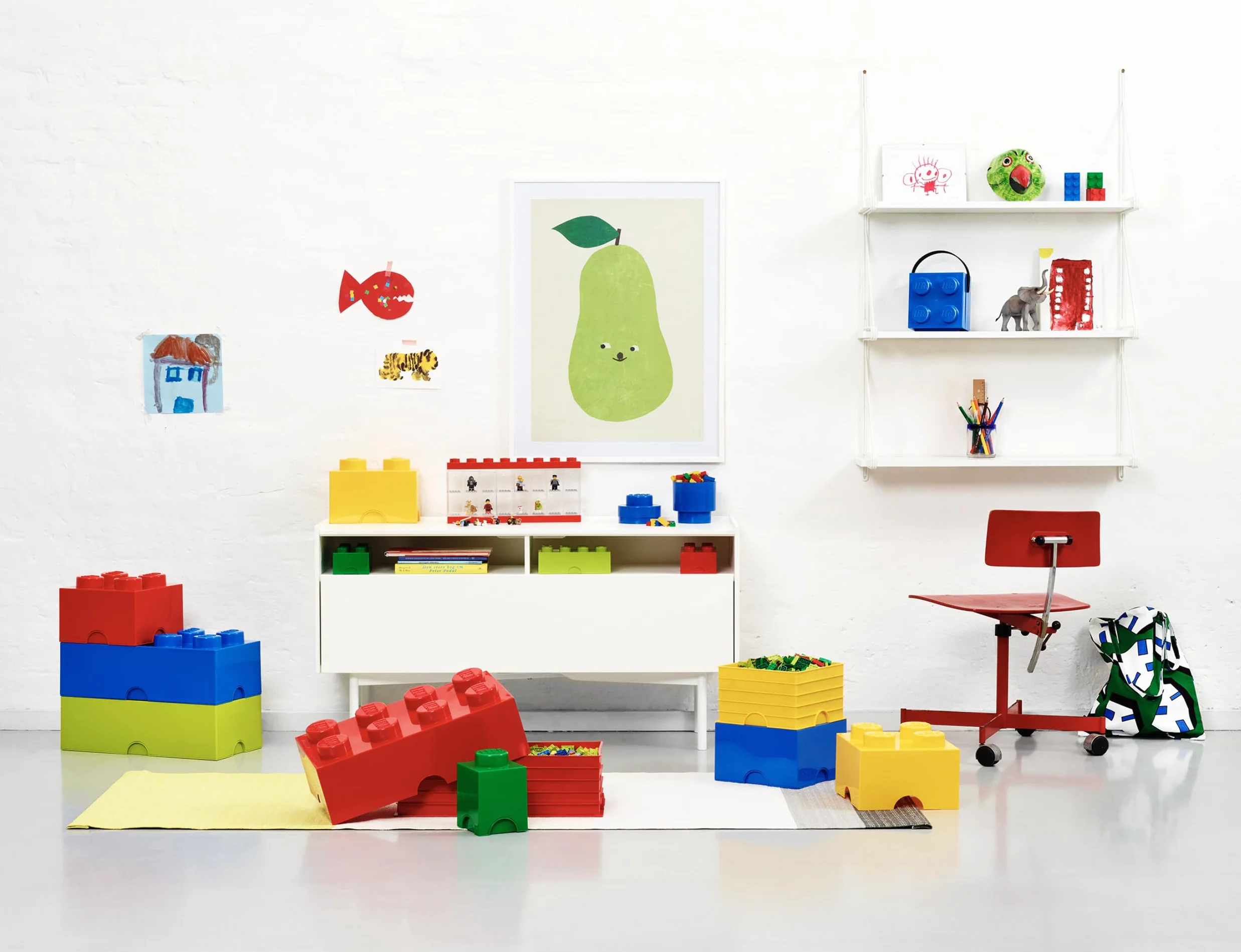 LEGO Storage Brick 4 Knobs blu reale chiaro - Scatola Portaoggetti Impilabile 5,6 l – Contenitore in Plastica con Coperchio, Organizer per Scrivania e Giocattoli