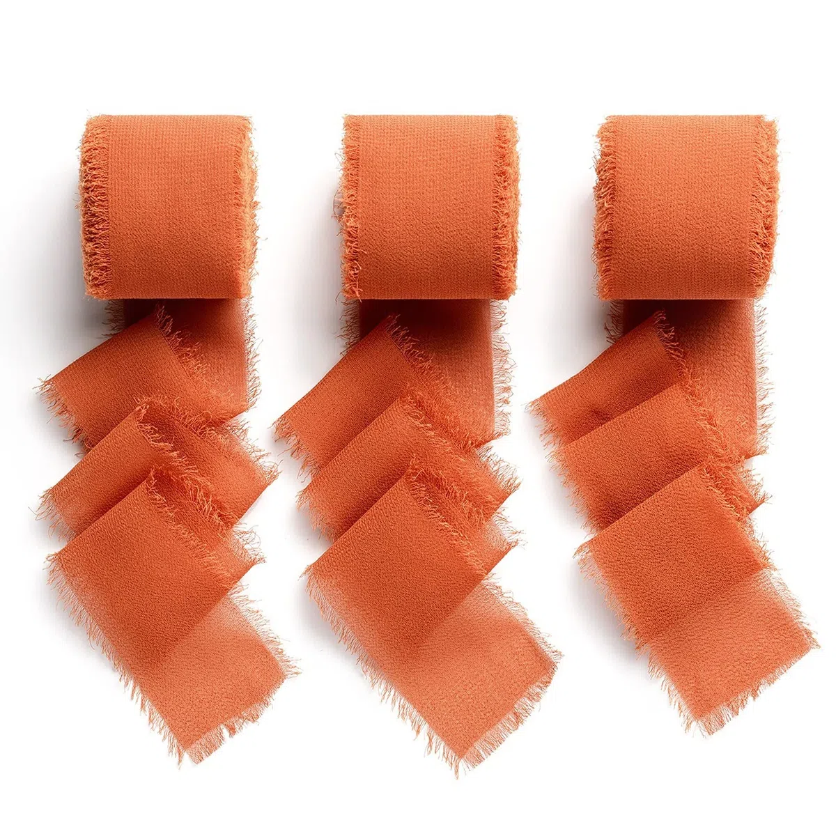 AOKSUNOVA 3 rotoli di nastro per regali, per matrimonio, in chiffon, 3,8 cm x 6,3 m, color terracotta