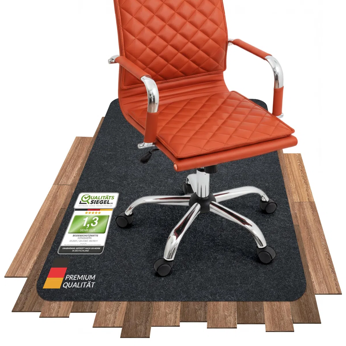 COSYLAND Tappeto sedia ufficio 90x120 cm - Tappeto sedia gaming antiscivolo, Tappeto per sedia con ruote, protezione pavimento per parquet, ideale per pavimenti duri (Grigio Classico)
