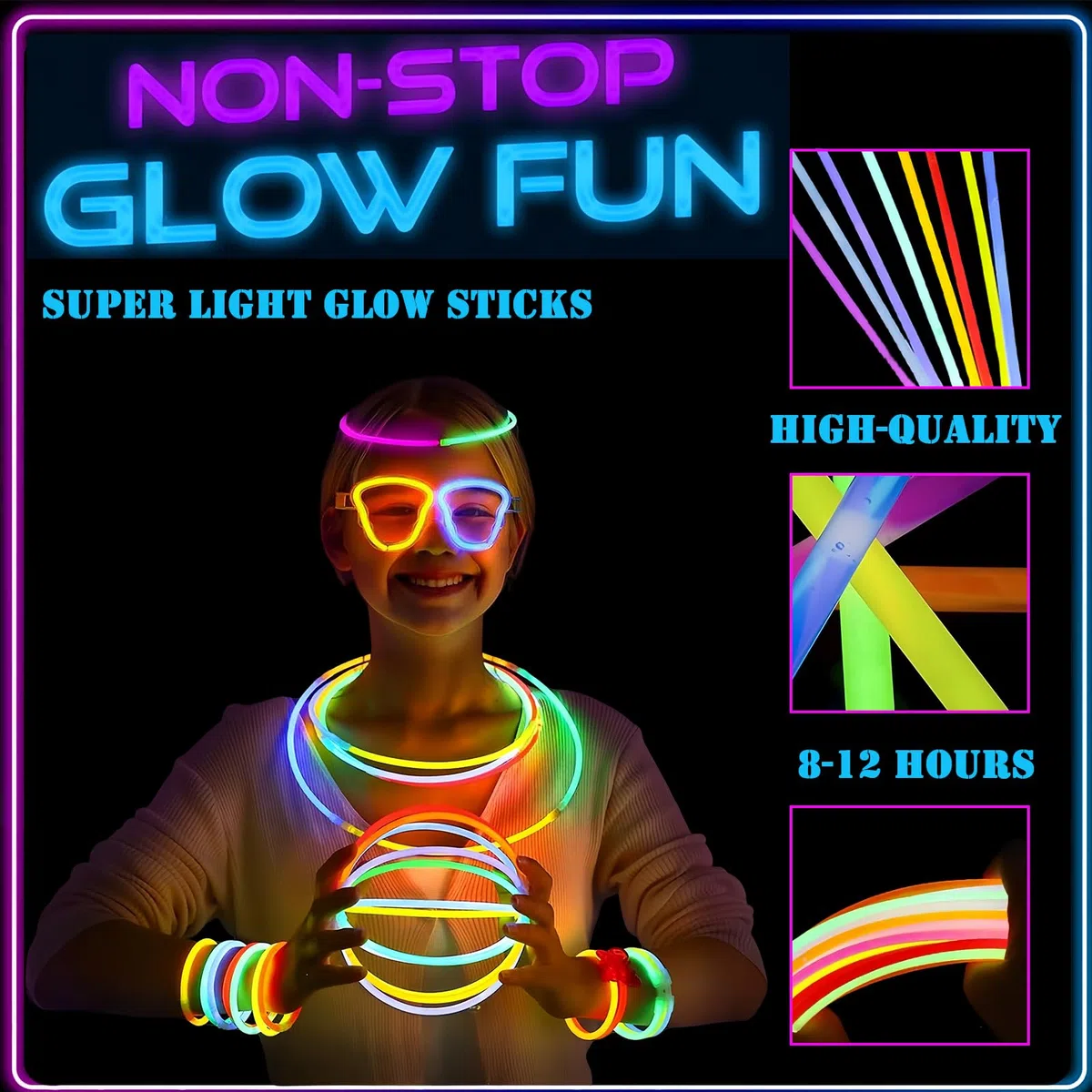 Braccialetti Luminosi Fluorescenti Rosa 100 Pezzi, Colorati Bastoni Bulk con 100 Connettori, Glow Sticks Bambini Adulti per Compleanno, Feste, Carnevale, Capodanno, Pasqua, Halloween
