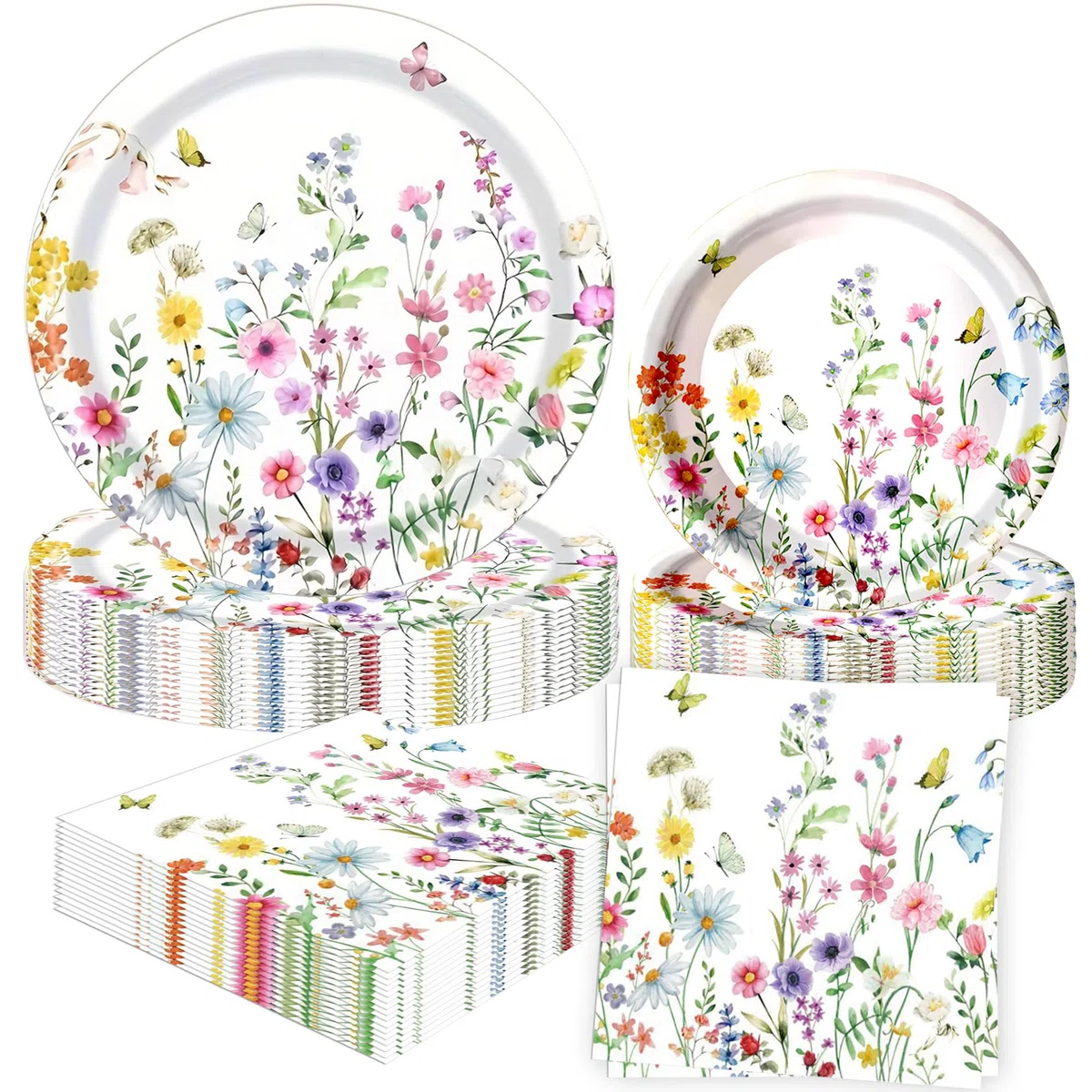 52pcs fiori selvatici festa forniture piatti e tovaglioli di carta floreali decorazioni per il tè bomboniere floreali per babyshower compleanno matrimonio e doccia nuziale