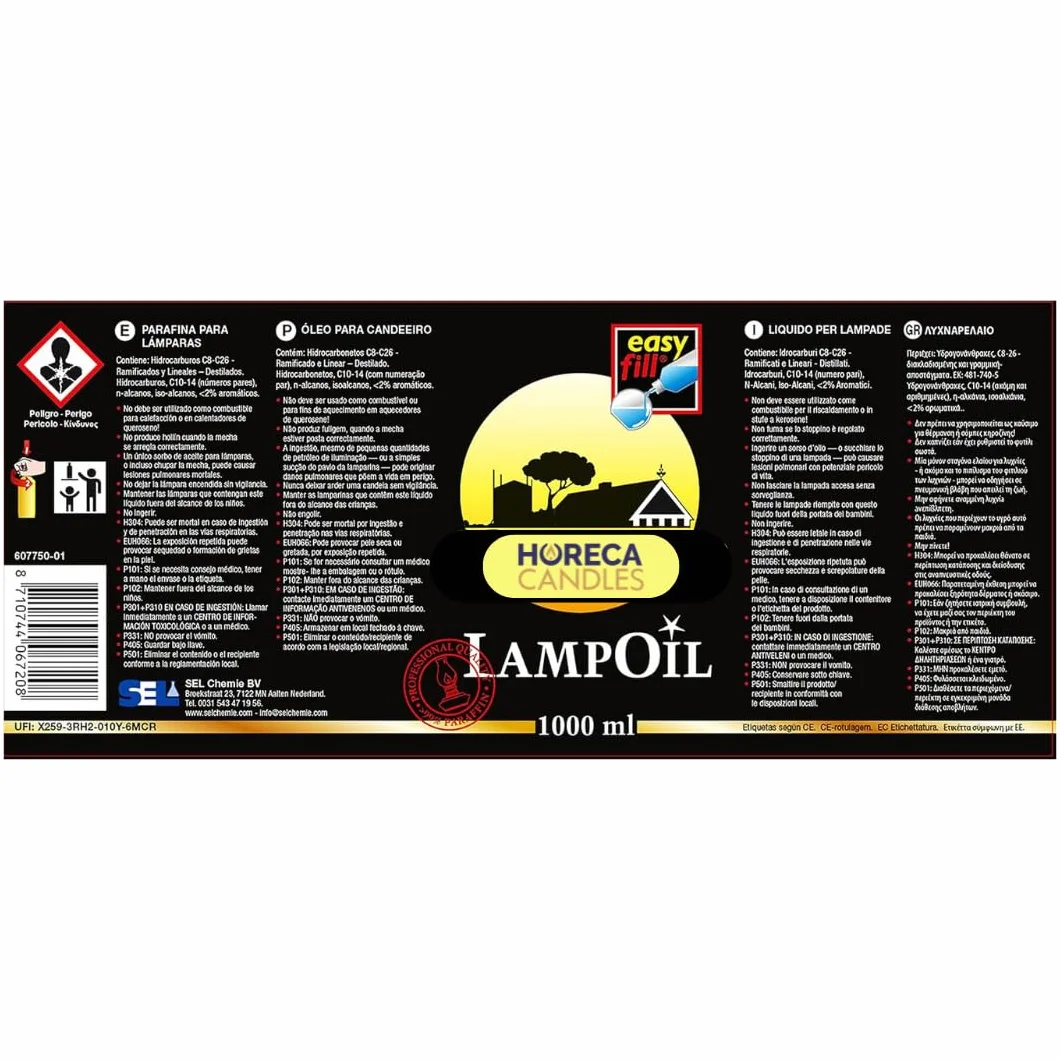 Horeca Candles - Olio per Lampade – 2x1L di Cera Liquida, Senza Fumo e Odore, Olio di Paraffina, Lunga Durata, Ideale per Uso Interno ed Esterno, Lampade a Petrolio e Torce, Fiaccole da Giardino