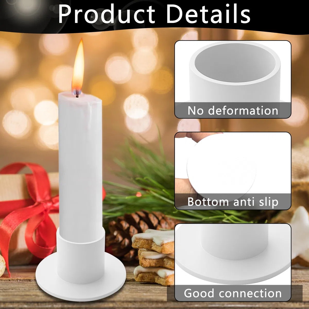 8 Pezzi Porta Candele, Portacandele da Tavolo, Rotondo Struttura Candelieri, Per Matrimonio, Cena a Lume di, Matrimonio, Feste, Centrotavola (Bianco)