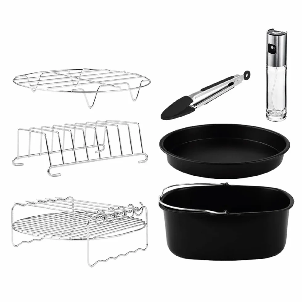Cecotec Accessori Per Friggitrice ad Aria Cecofry Pack Accessories. Air Fryer da 5 a 6,5 ​​L, 8 Accessori, Rivestimento Antiaderente, Lavabile in Lavastoviglie, Senza Bpa
