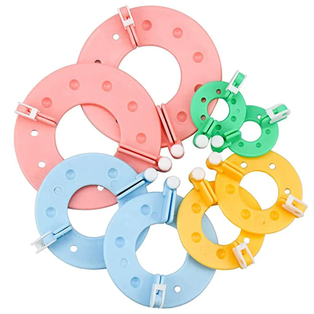 Strumento per creare pompon fai da te, per artigianato, decorazioni, regali, colori: rosa, blu, giallo, verde, 8 pezzi